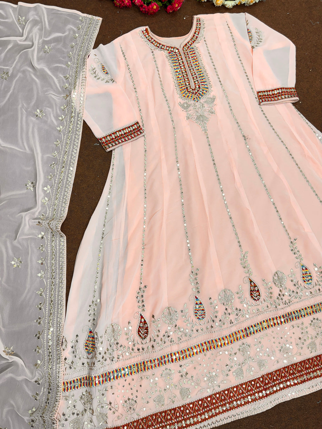 Beautiful Party Wear Anarkali Gown With Fancy Dupatta
