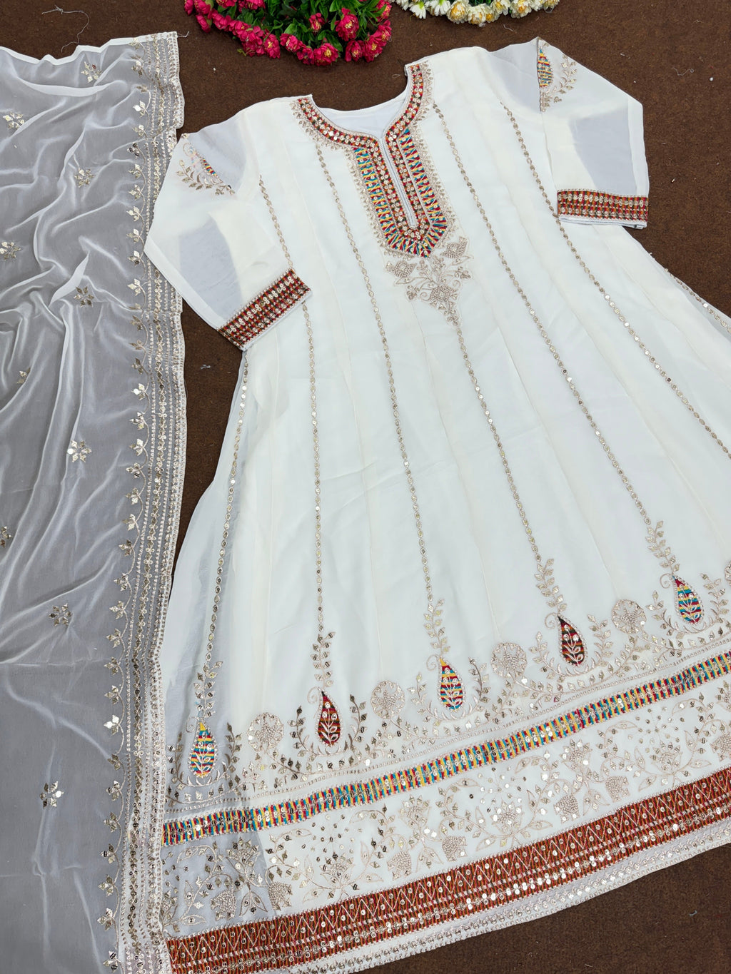 Beautiful Party Wear Anarkali Gown With Fancy Dupatta
