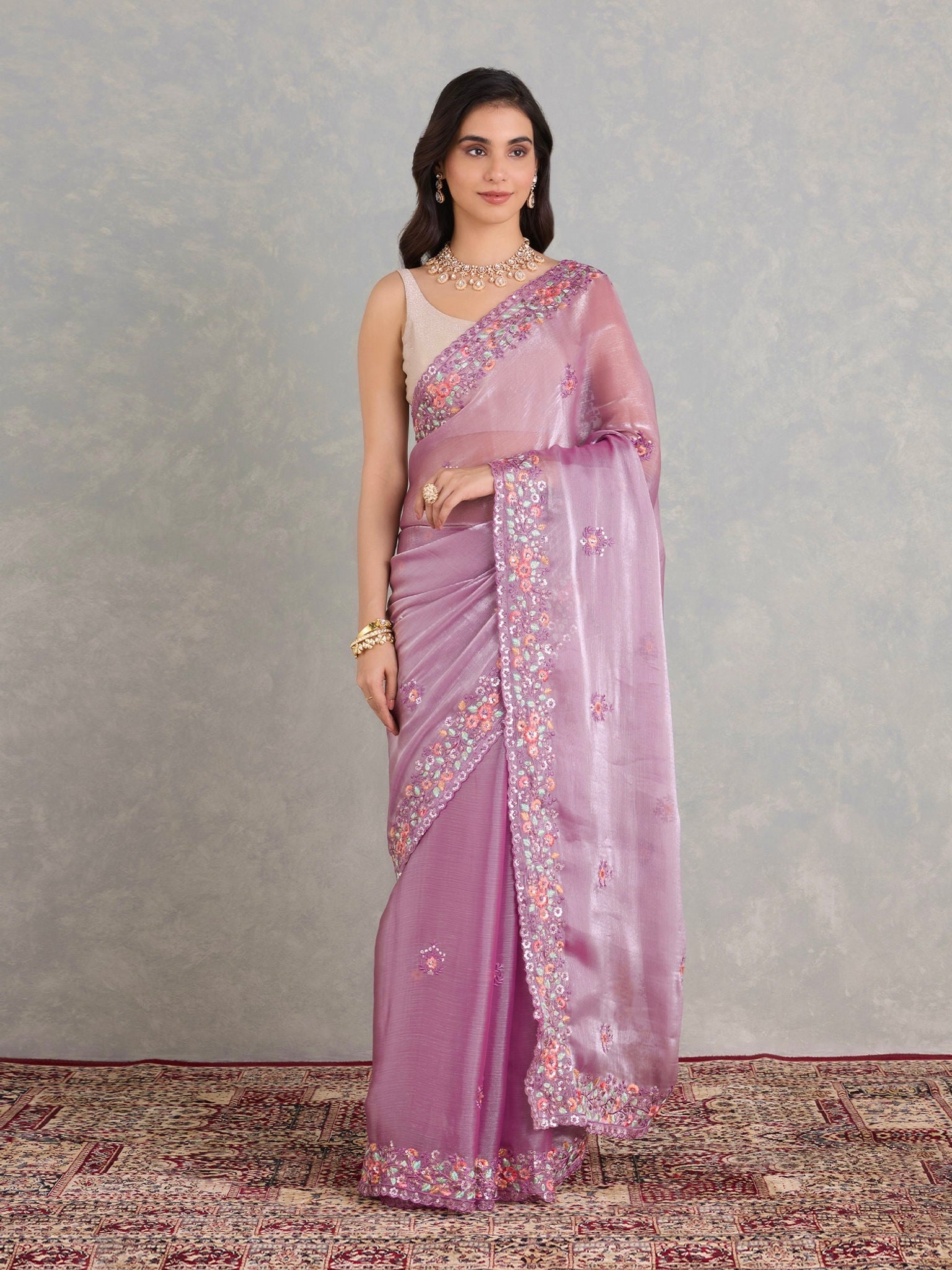 Party Wear Designer Saree With Embroidery Sequins Work