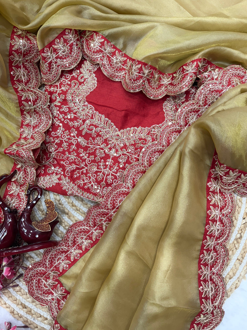 Party Wear Saree With Sequence And Cording Embroidery Work