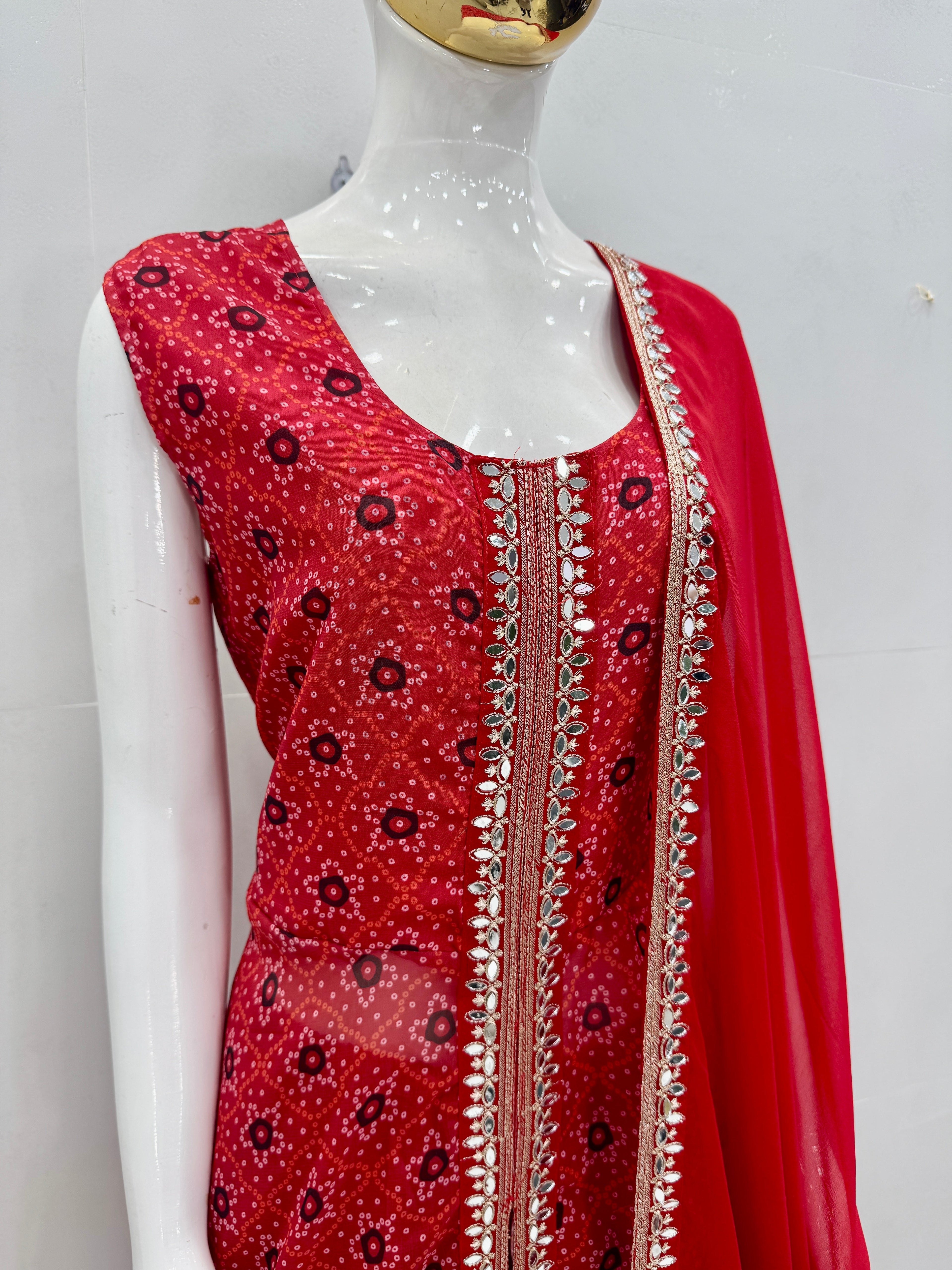 Designer Top Plazzo And Dupatta With Fancy Cut