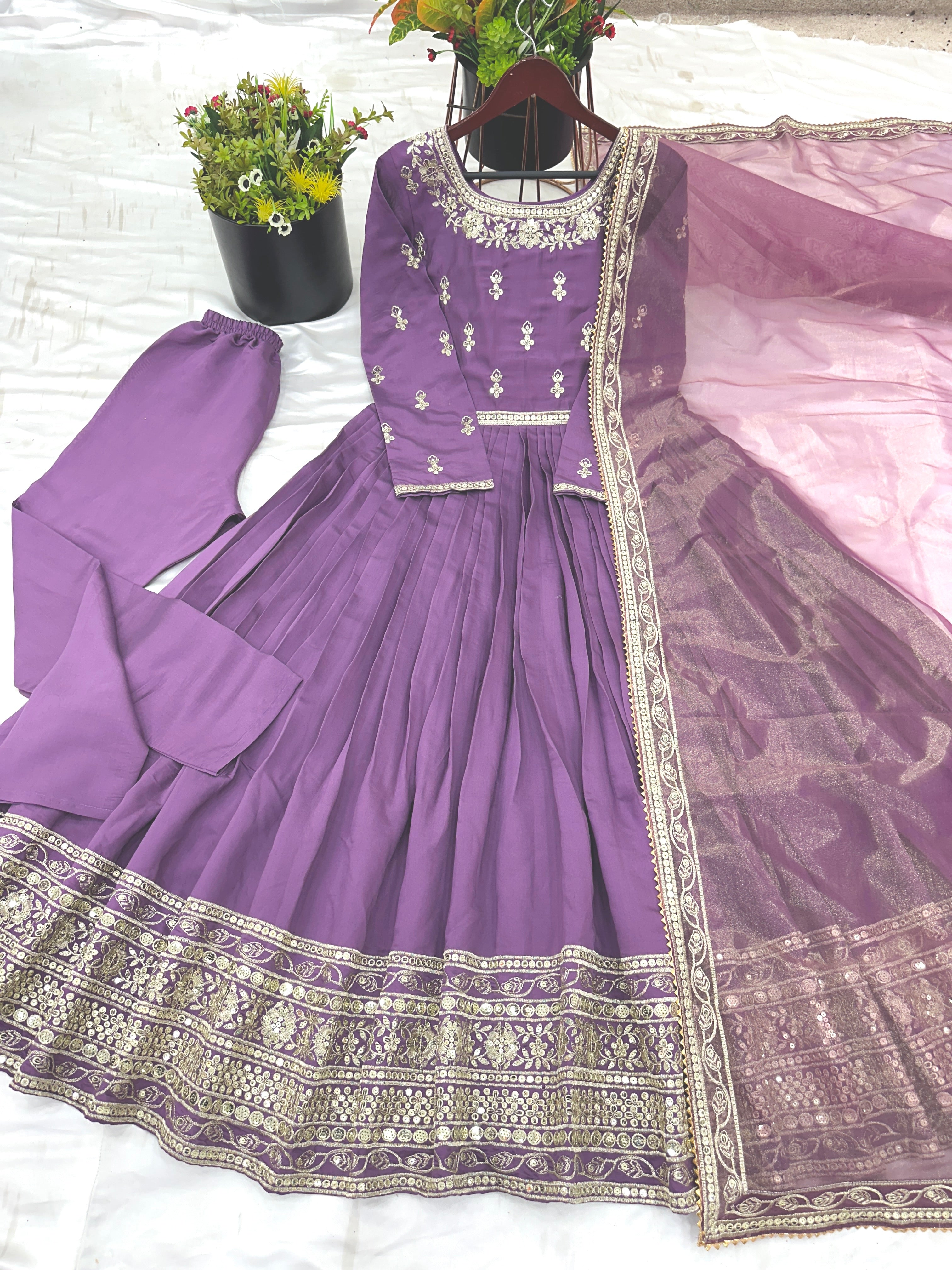 Party Wear Look Full Heavy Embroidery Sequence Work Gown With Pent And Dupatta