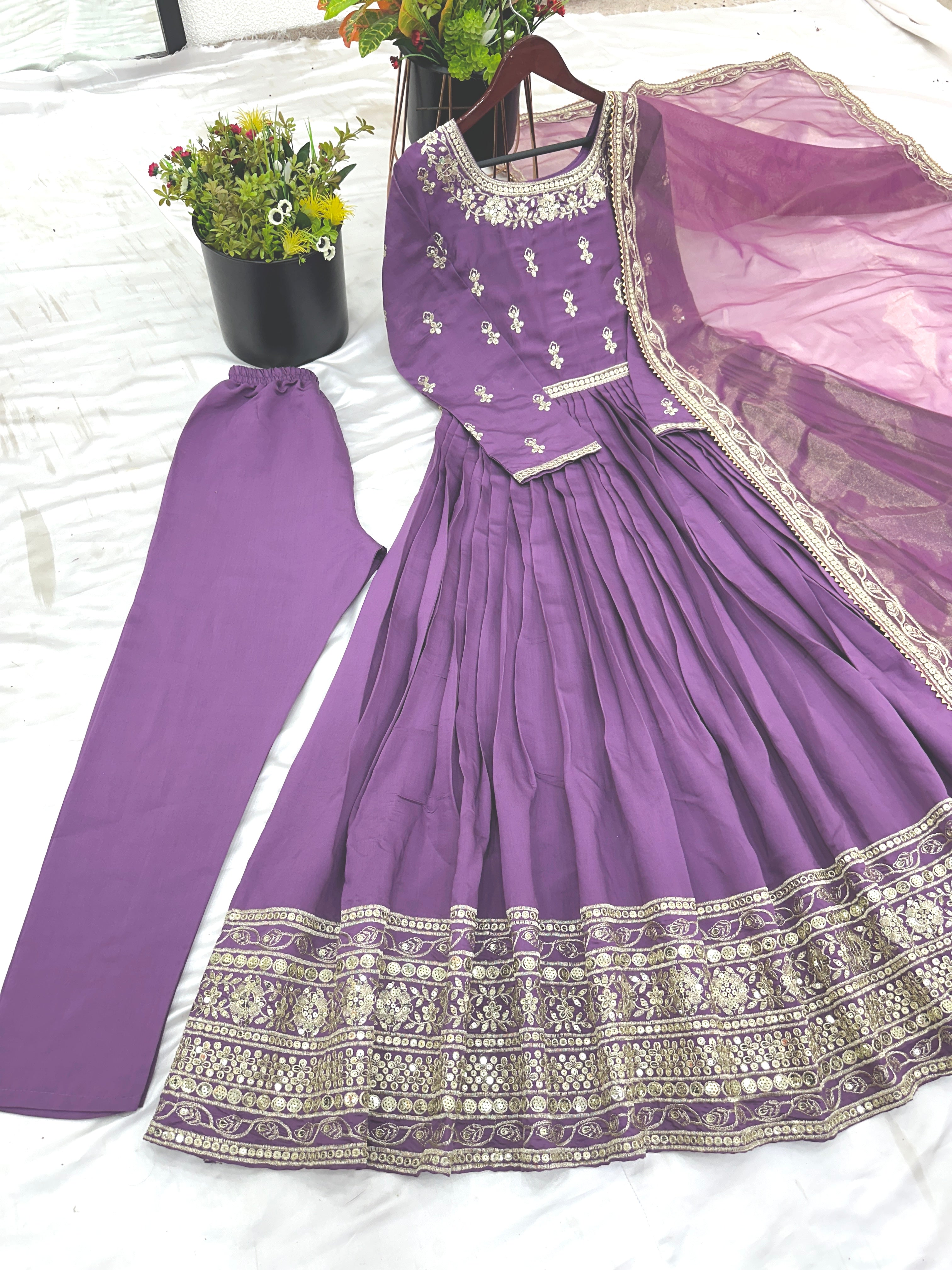 Party Wear Look Full Heavy Embroidery Sequence Work Gown With Pent And Dupatta