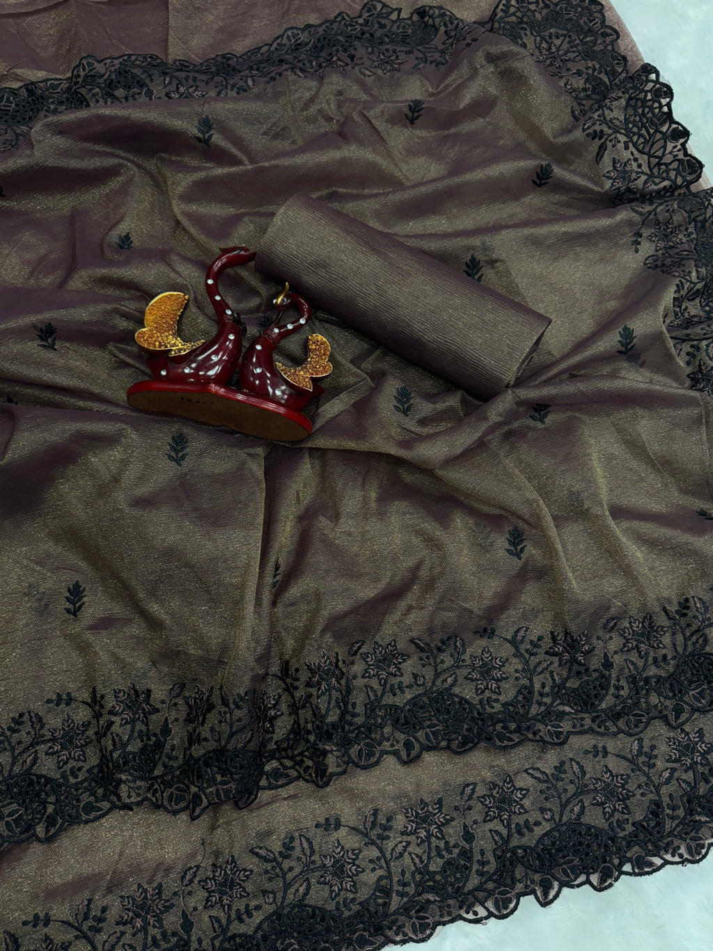 Party Wear Saree With Beautiful Thread Embroidery Work