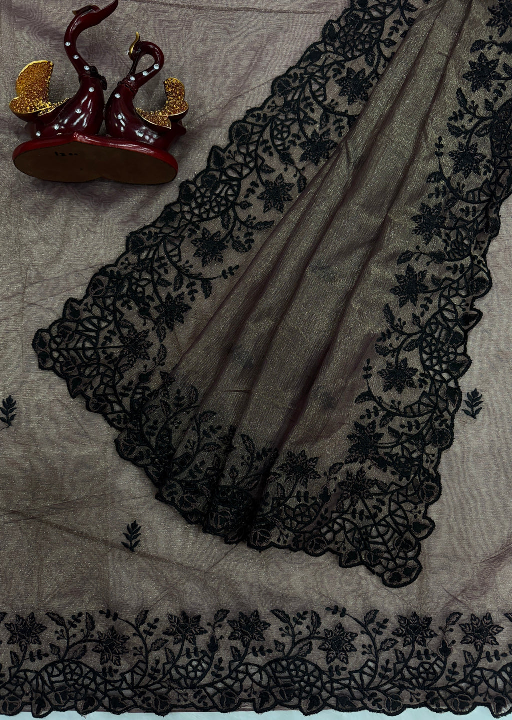 Party Wear Saree With Beautiful Thread Embroidery Work