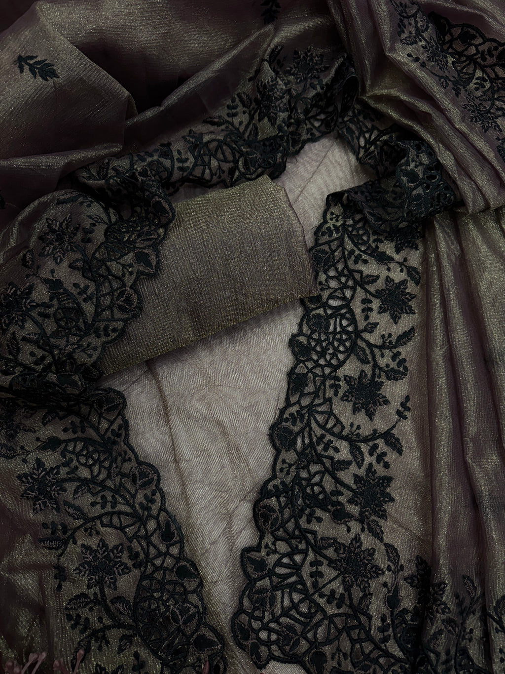 Party Wear Saree With Beautiful Thread Embroidery Work