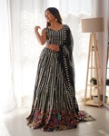 Designer Party Wear Saree With Thread And Sequence Work