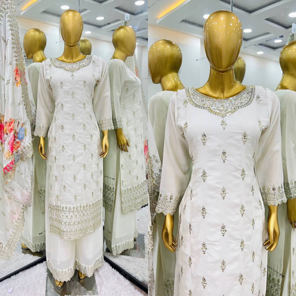 Beautiful Work Top-Bottom And Dupatta With Heavy Embroidery Sequence