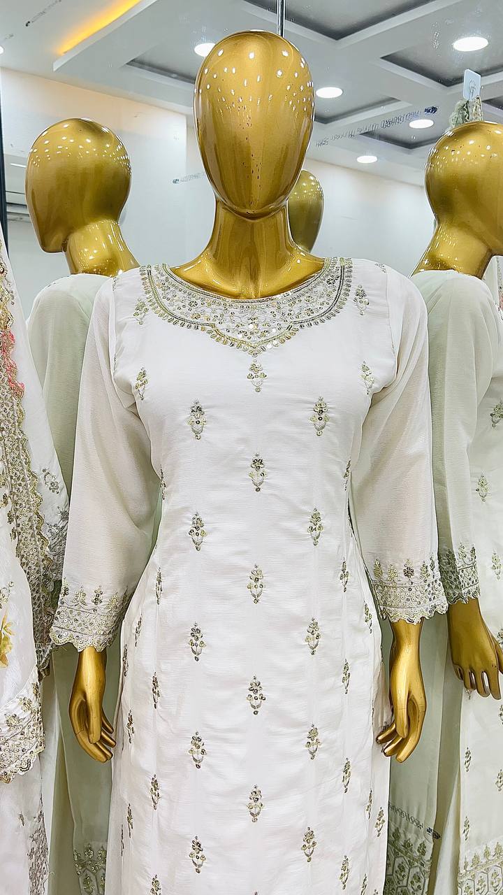 Beautiful Work Top-Bottom And Dupatta With Heavy Embroidery Sequence