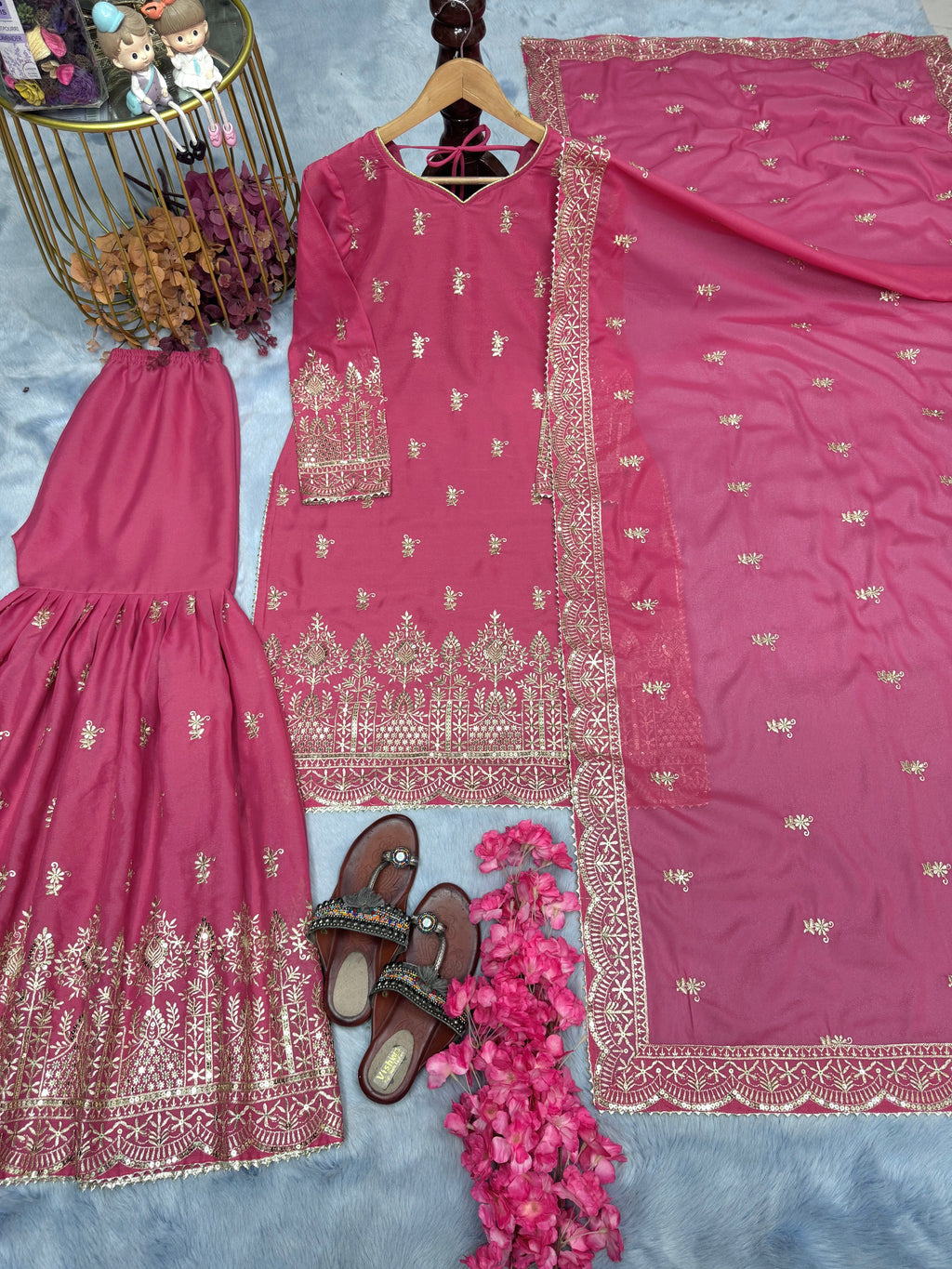 Party Wear Look Pure Heavy Simar Georgette Top Plazzo & Dupatta Set