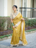 Party Wear Saree With Sequence And Cording Embroidery Work