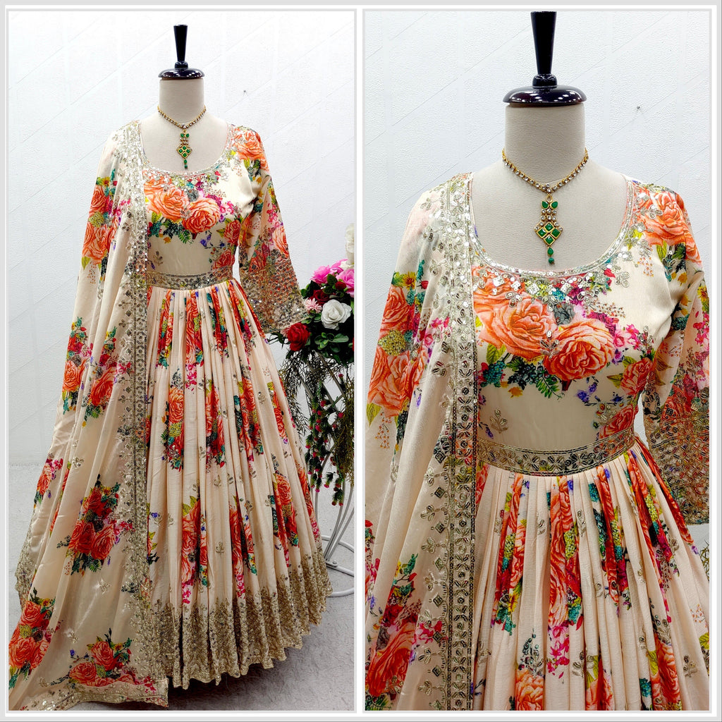 Beautiful Gown -Pent And Dupatta With Digital Print