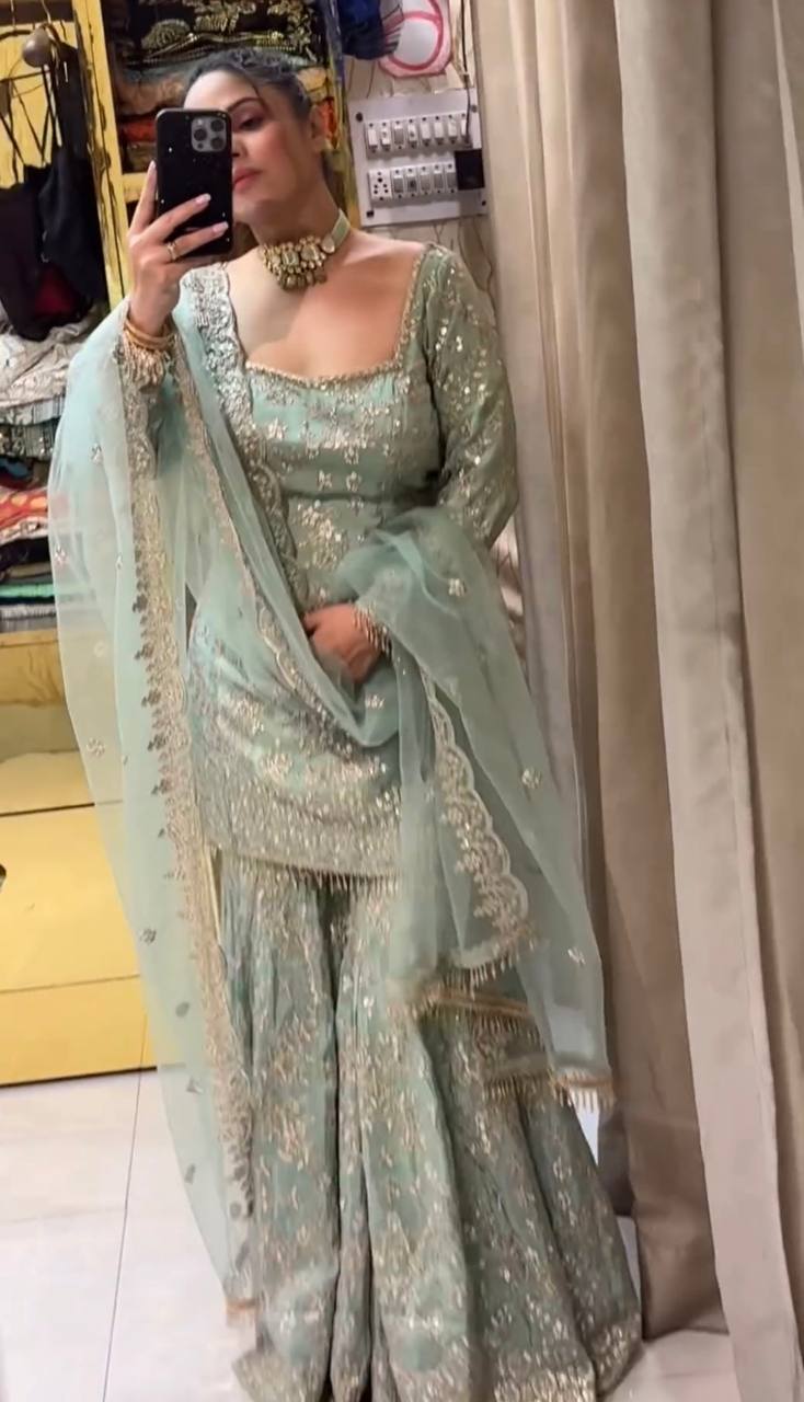 Beautiful Party Wear Top-Bottom And Dupatta Set