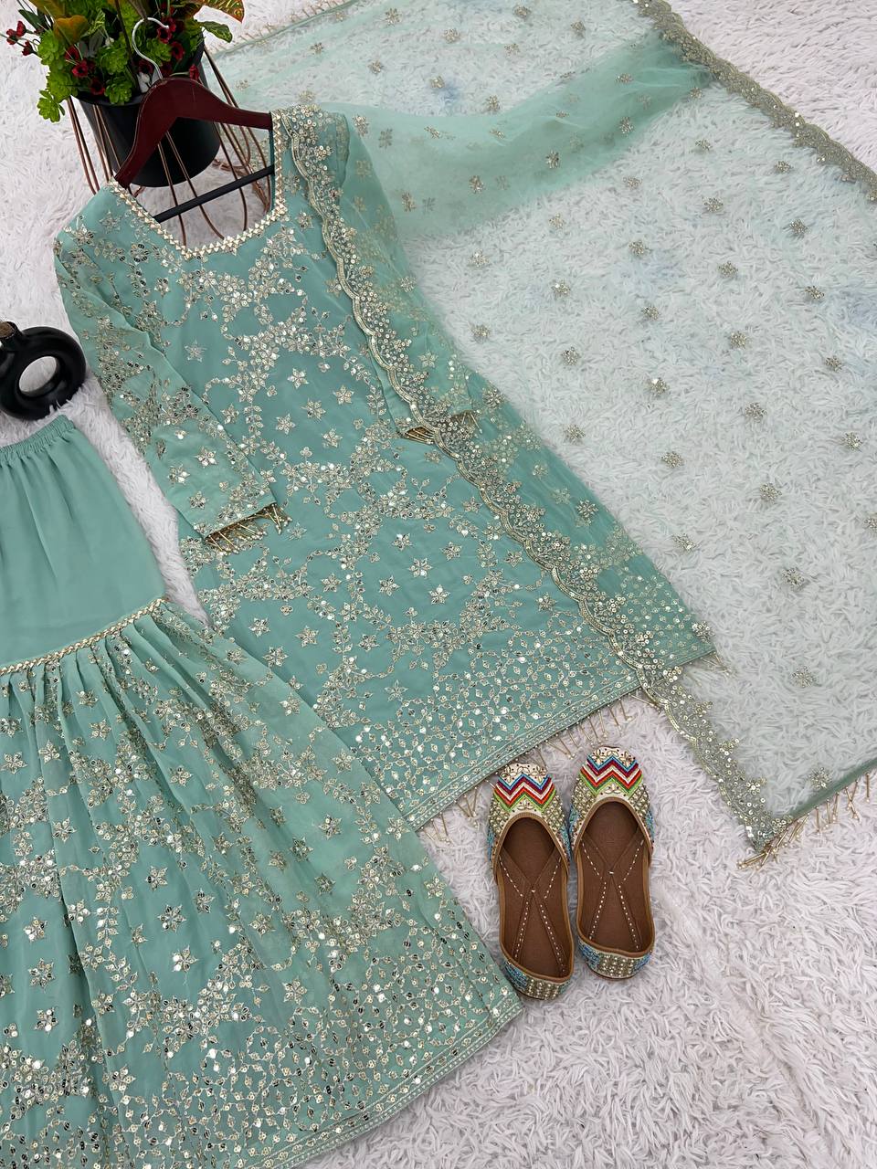Beautiful Party Wear Top-Bottom And Dupatta Set