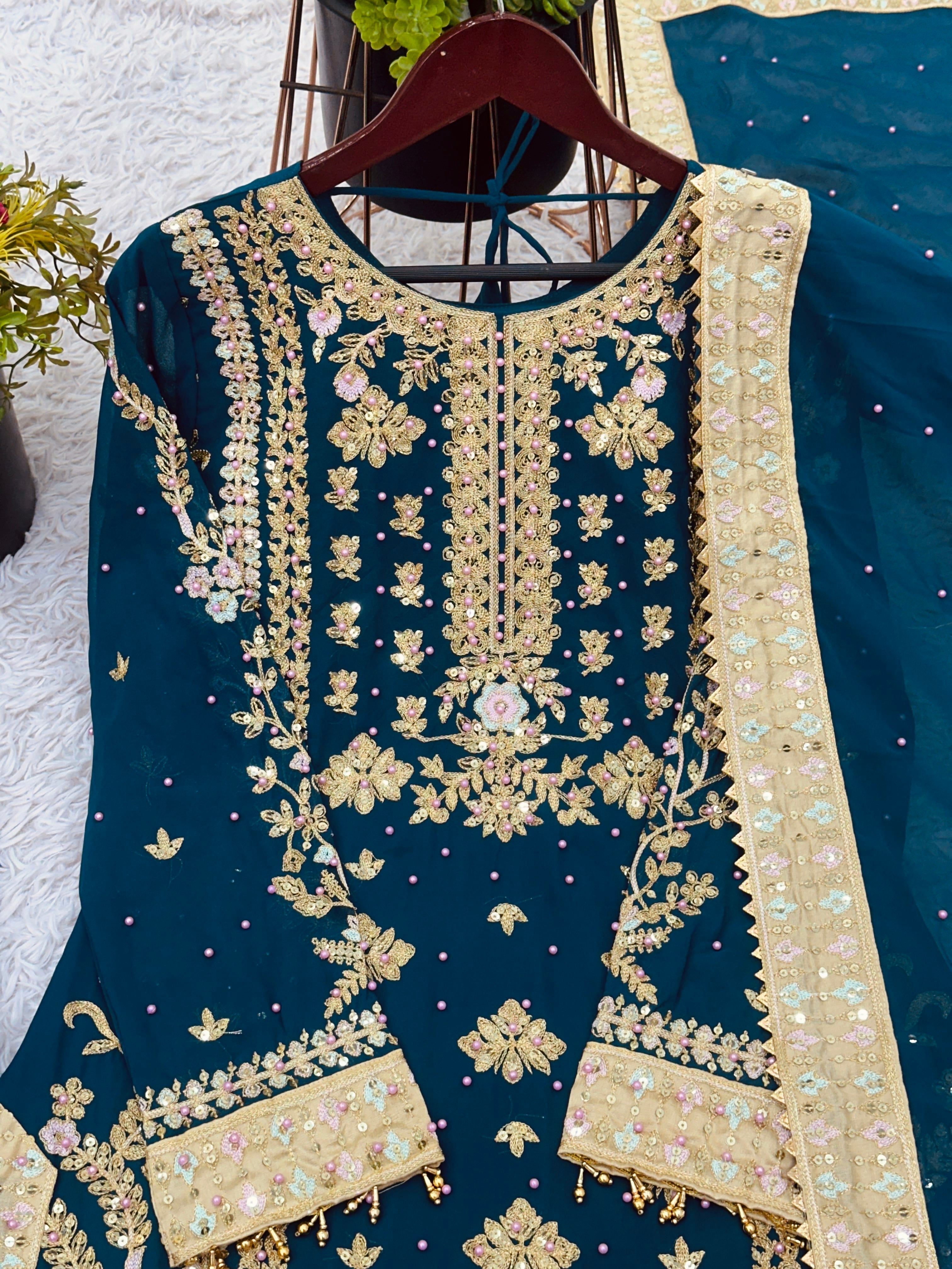 Fancy Top-Bottom And Dupatta With Embroidery Sequence Work