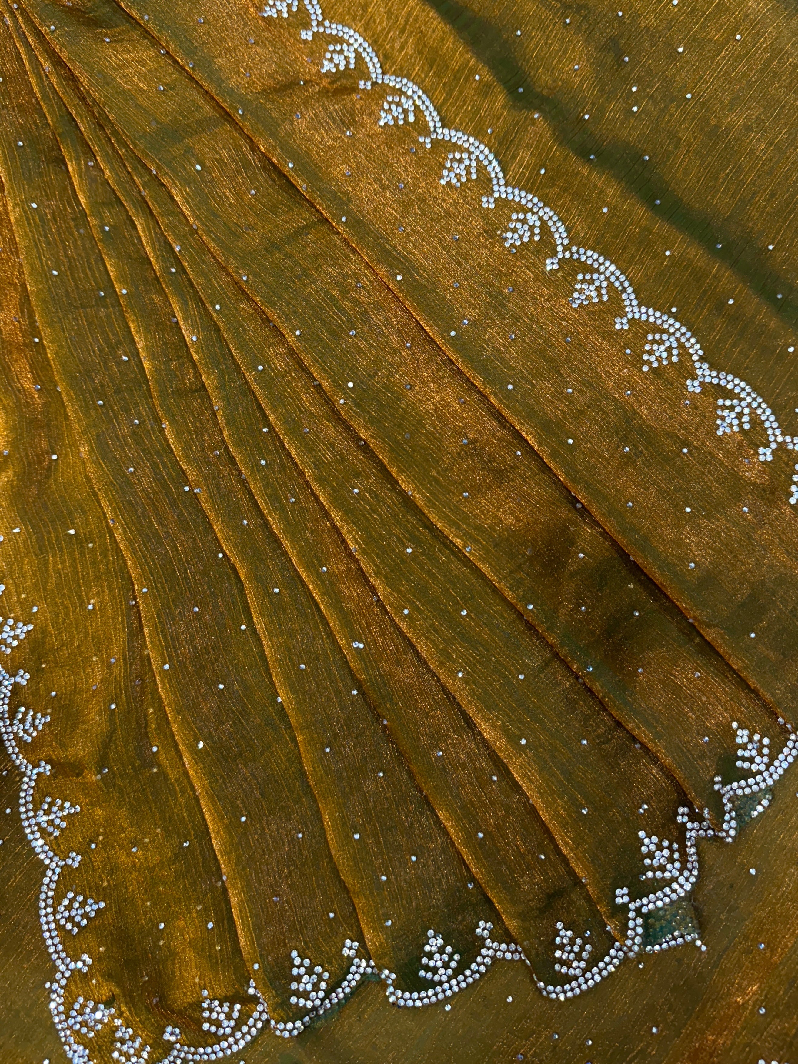 झुरखन और हीरे की कढ़ाई वाली खूबसूरत पार्टी वेयर साड़ी