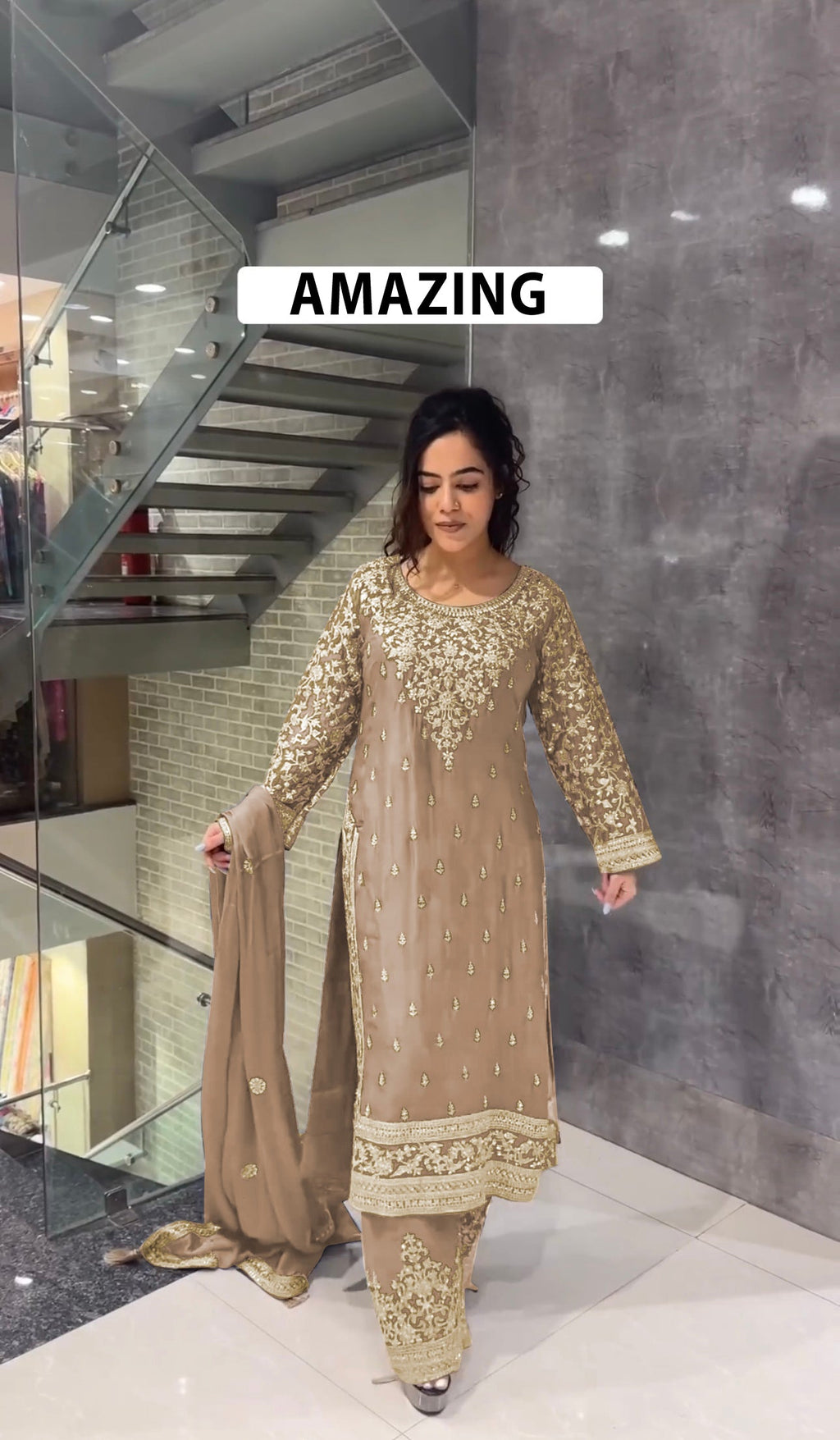 Beautiful Top-Bottom And Dupatta With Embroidery Sequence Work