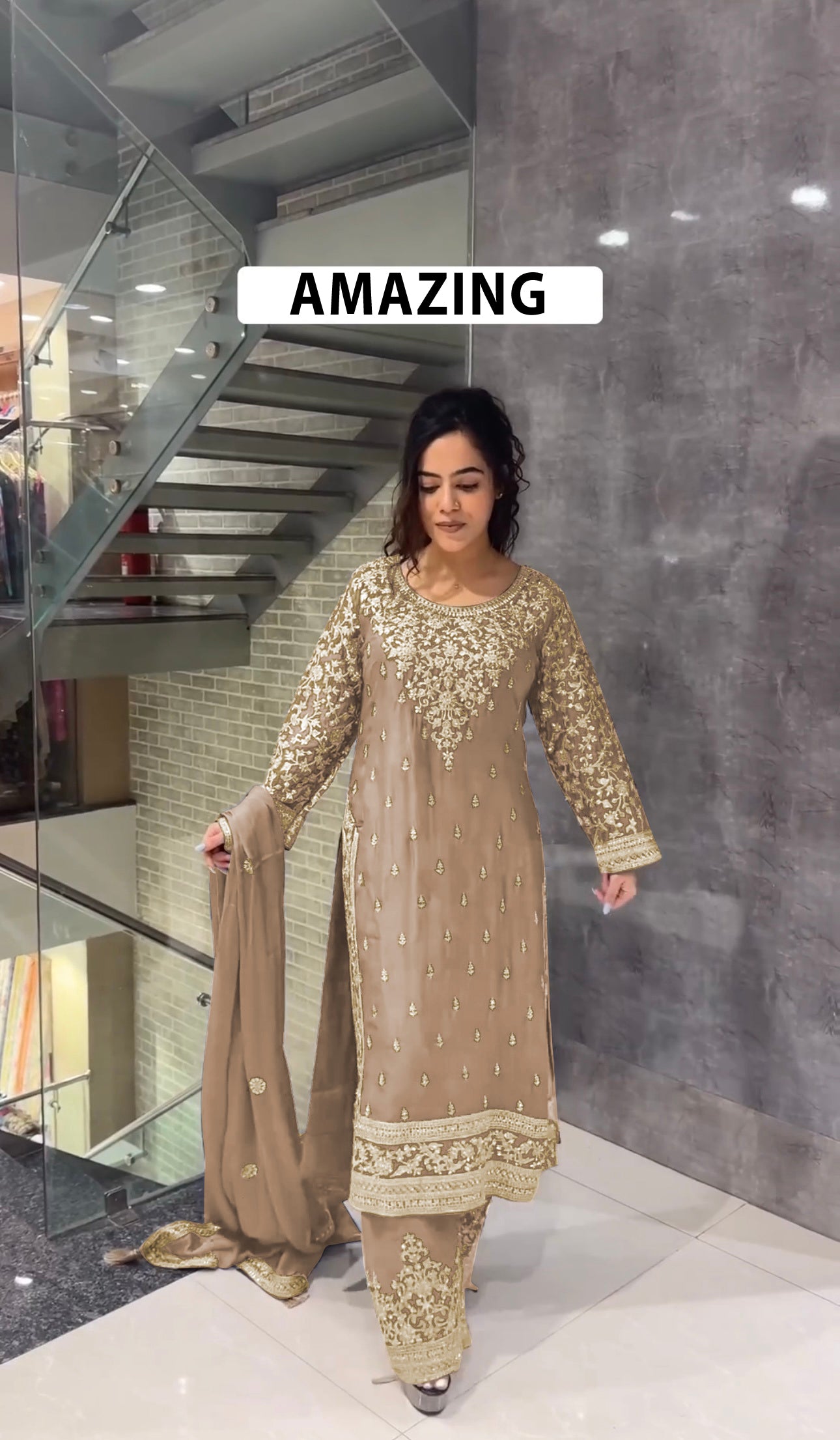 Beautiful Top-Bottom And Dupatta With Embroidery Sequence Work