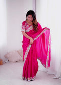 Fancy Saree With Heavy Embroidery Threads Codding & Sequins Work