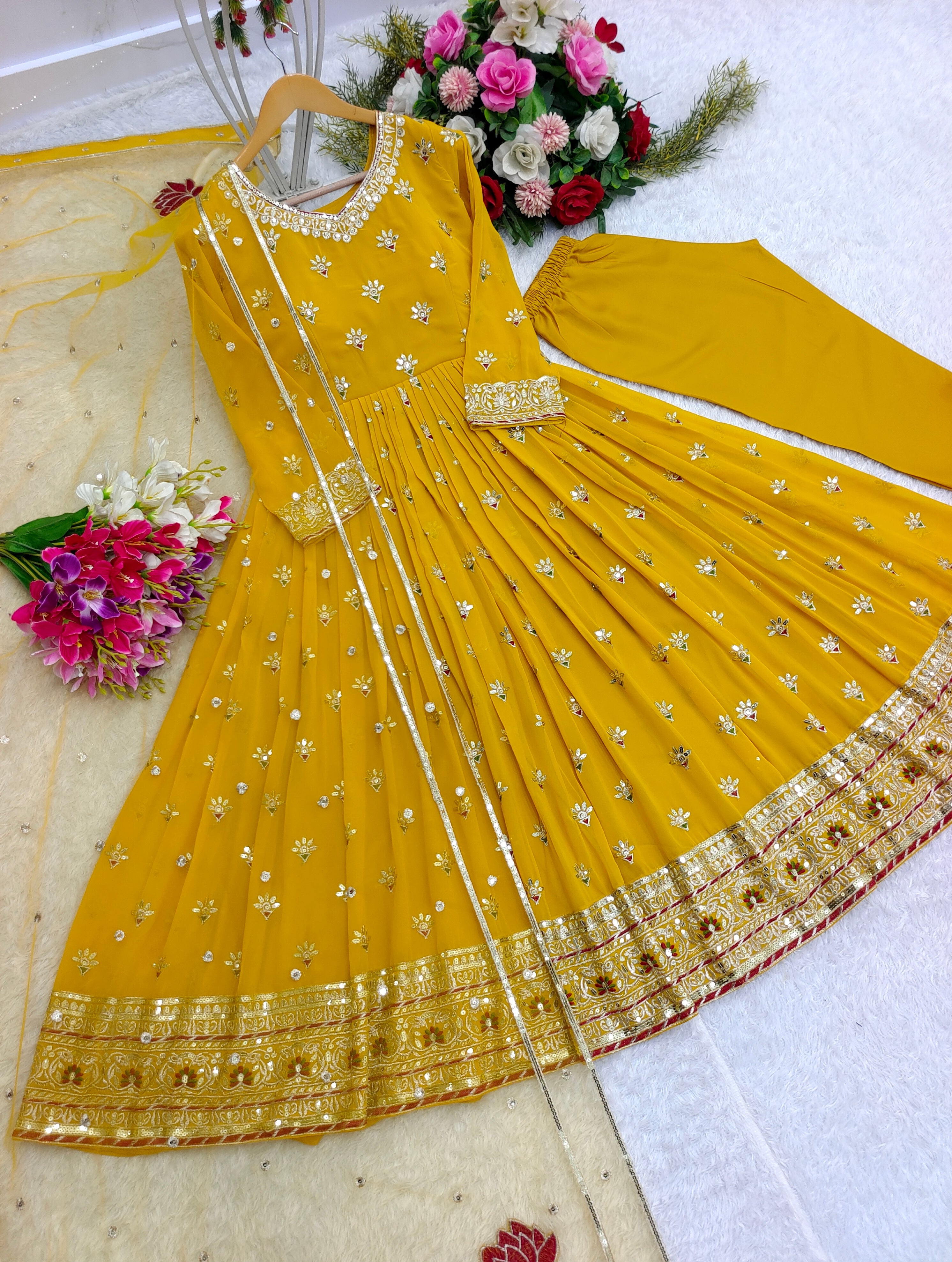Beautiful Party Wear Gown -Pent And Designer Dupatta