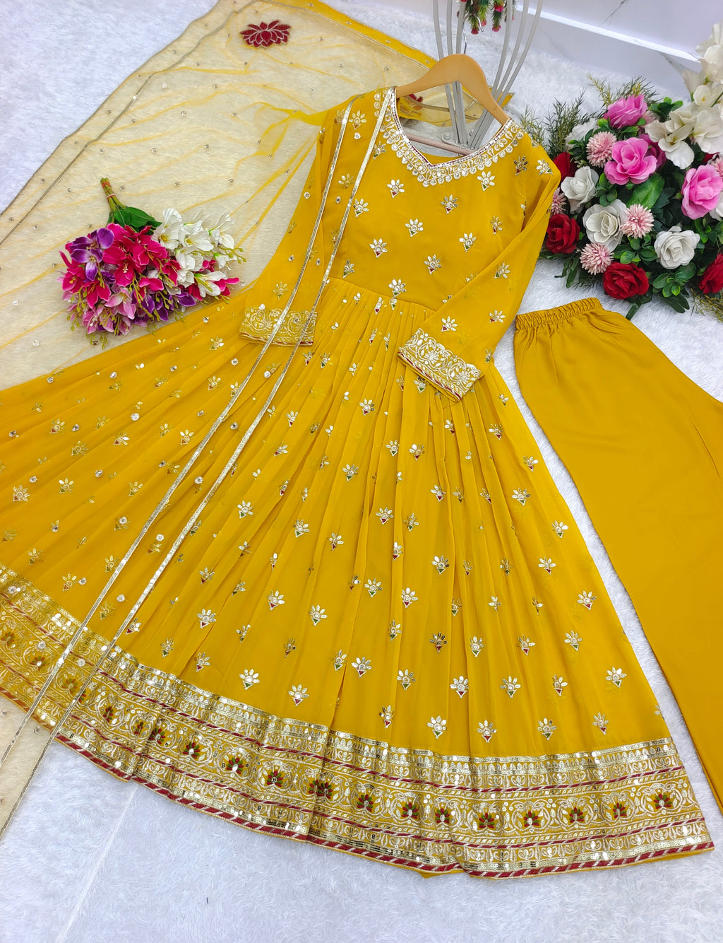 Beautiful Party Wear Gown -Pent And Designer Dupatta