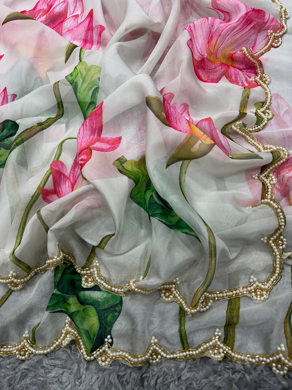 Party Wear Designer Saree With Beautiful Floral Print