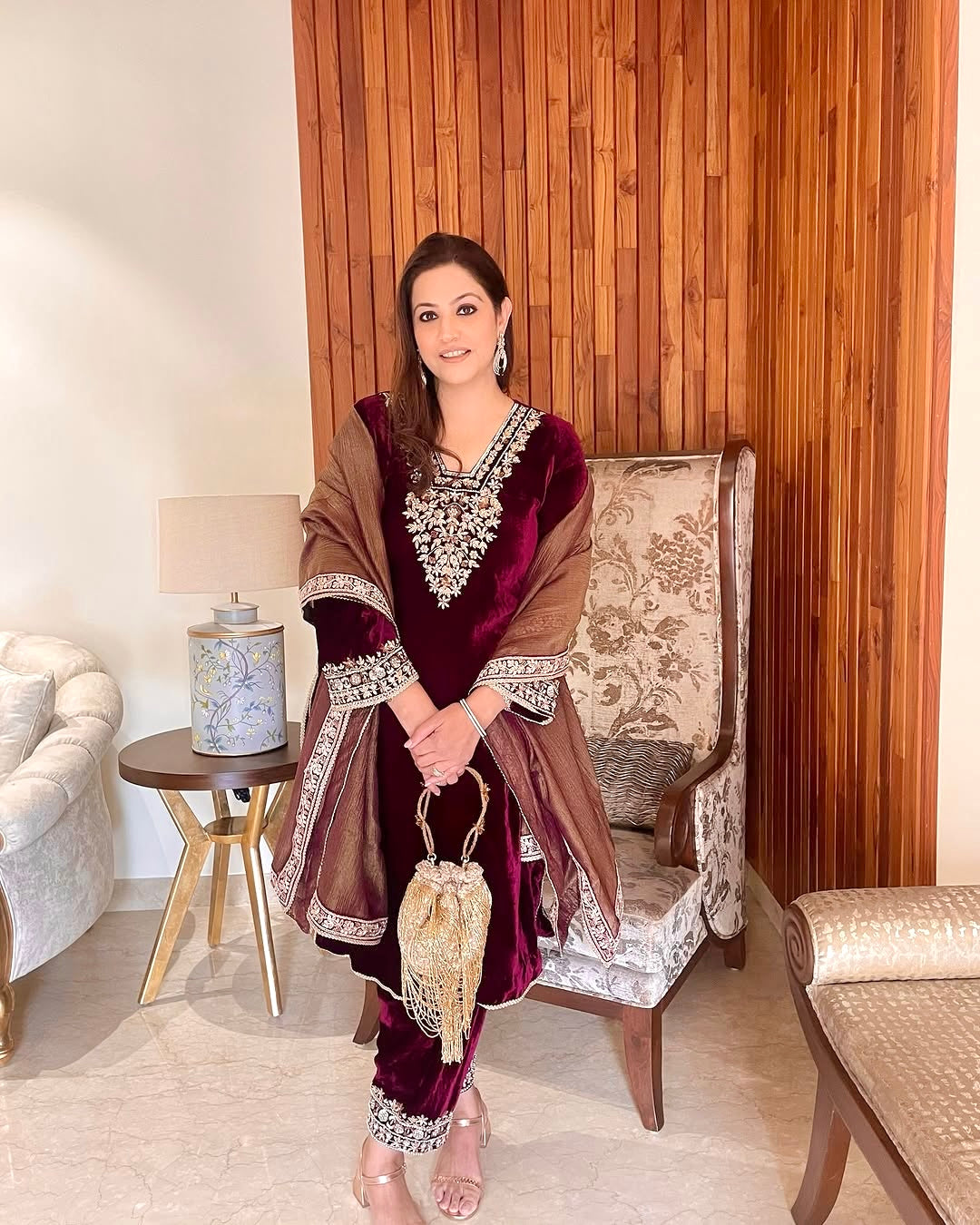 Designer Party Wear Look Heavy Pure Viscose Velvet Top Bottom & Dupatta Set