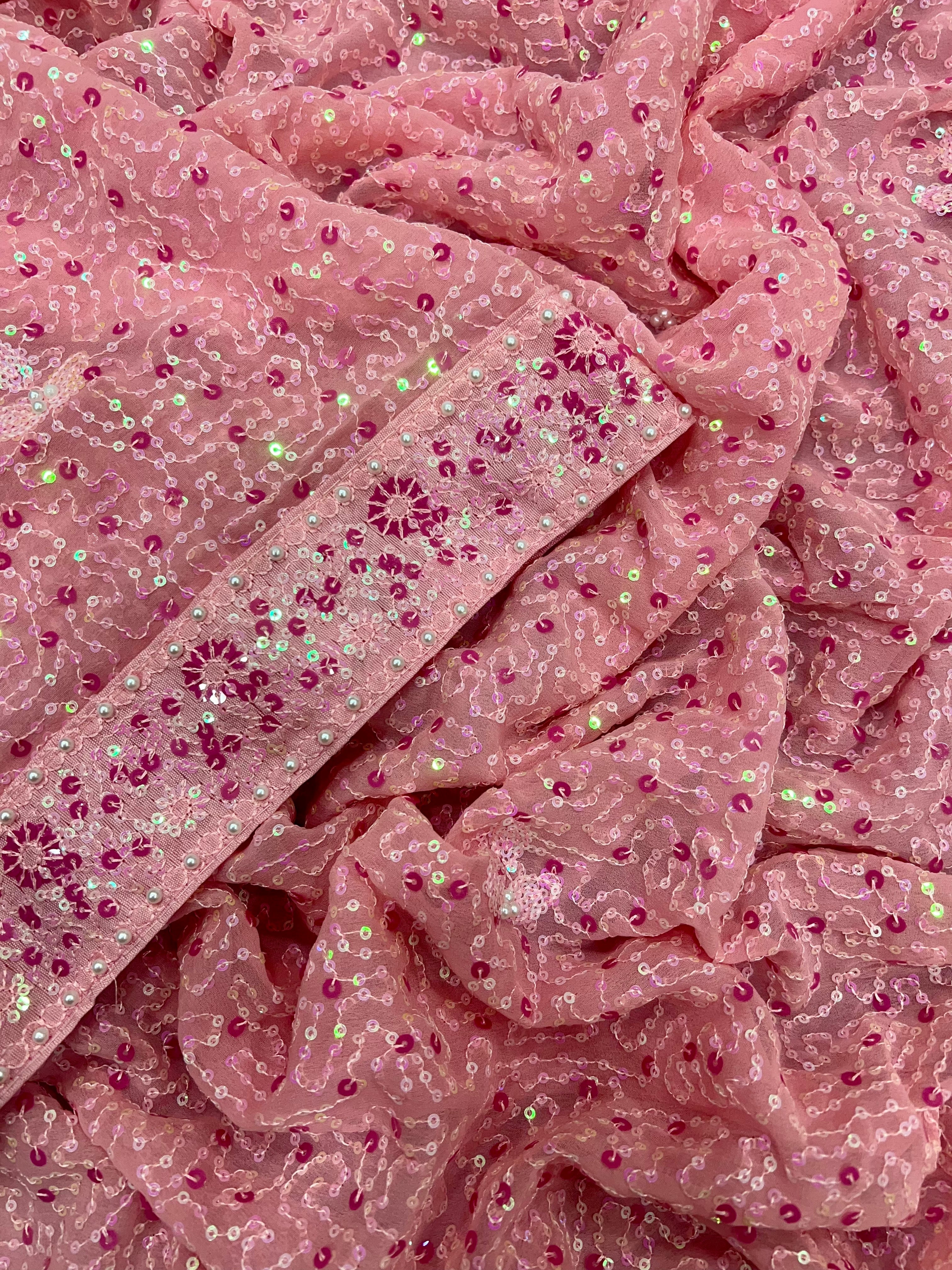 Party Wear Designer Saree With Beautiful Hand Pearl Work