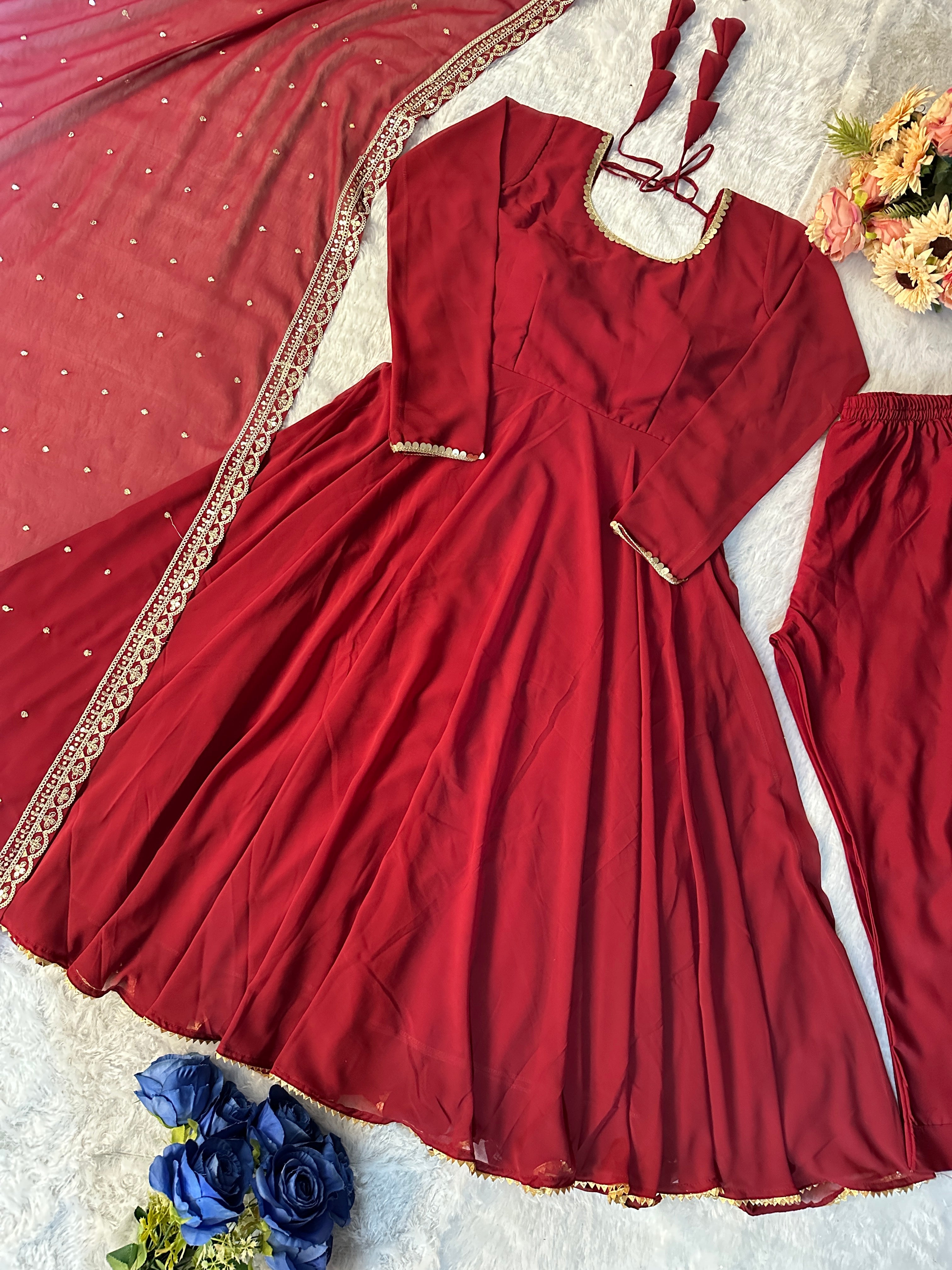 Beautiful Party Wear Look Gown With Pent And Dupatta