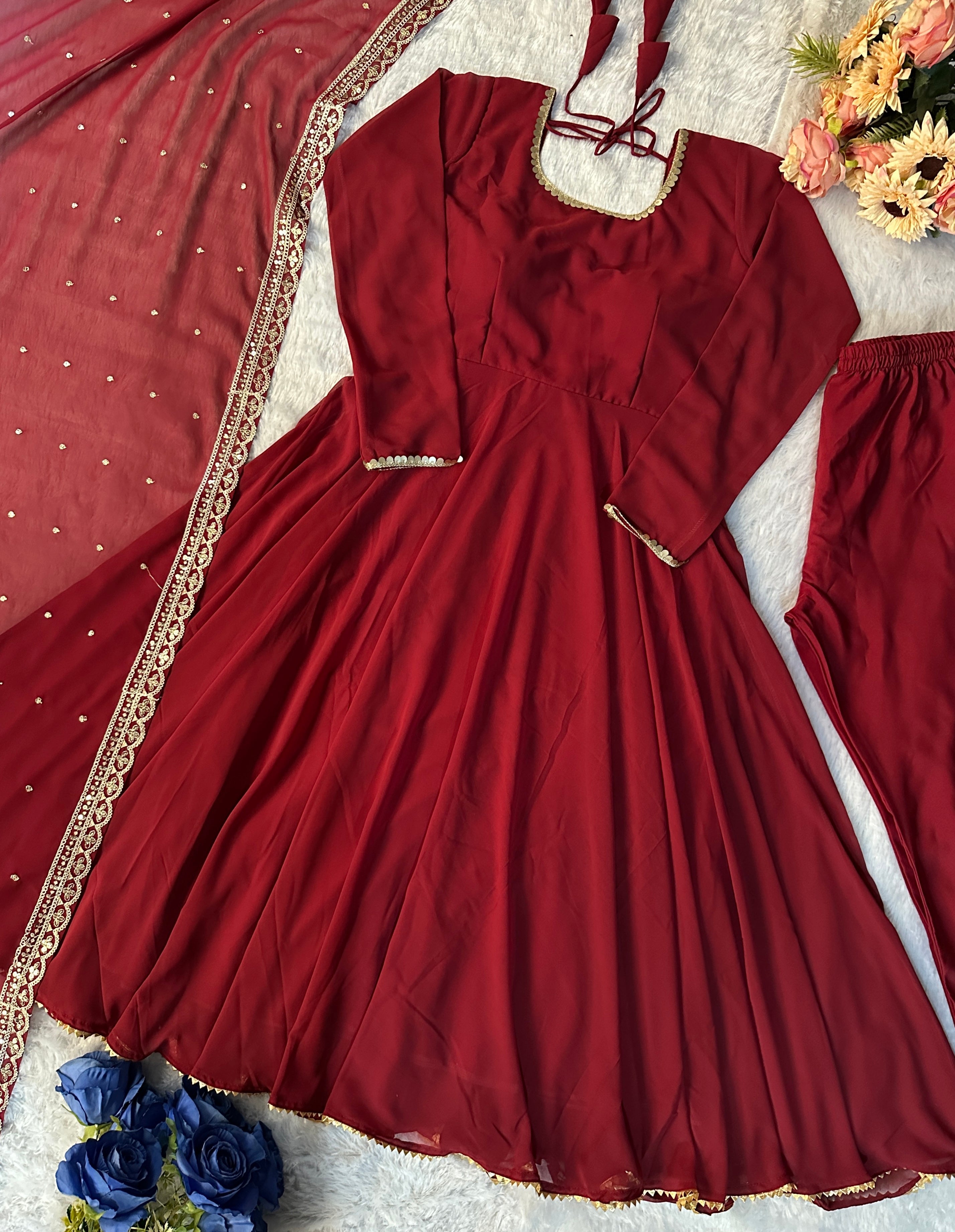 Beautiful Party Wear Look Gown With Pent And Dupatta