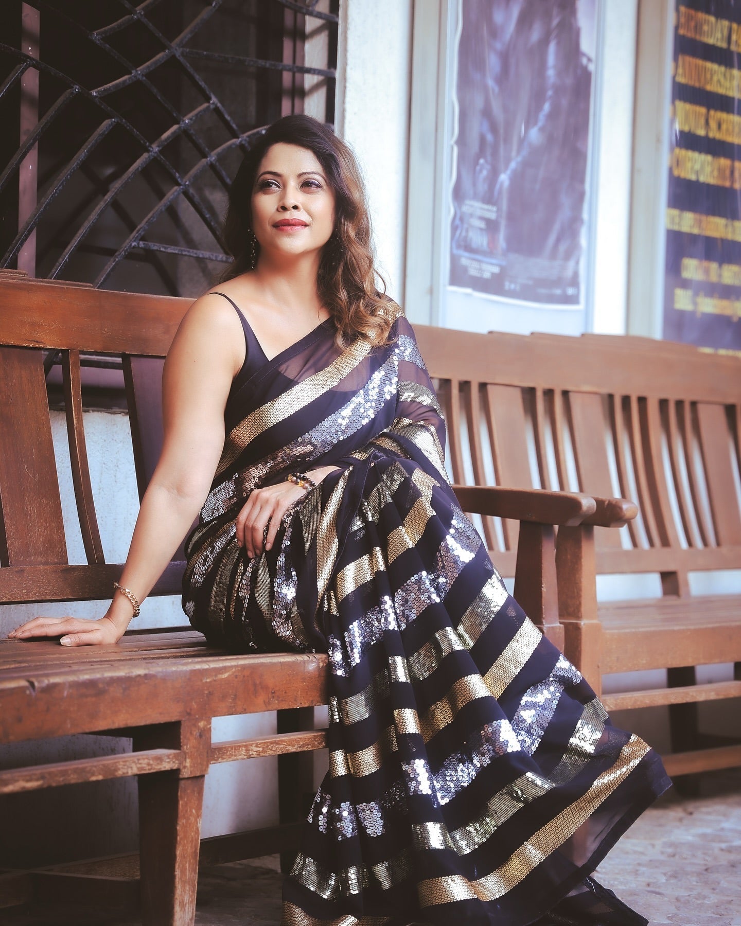 Designer Saree With Beautiful Triple Sequence Embroidery Work