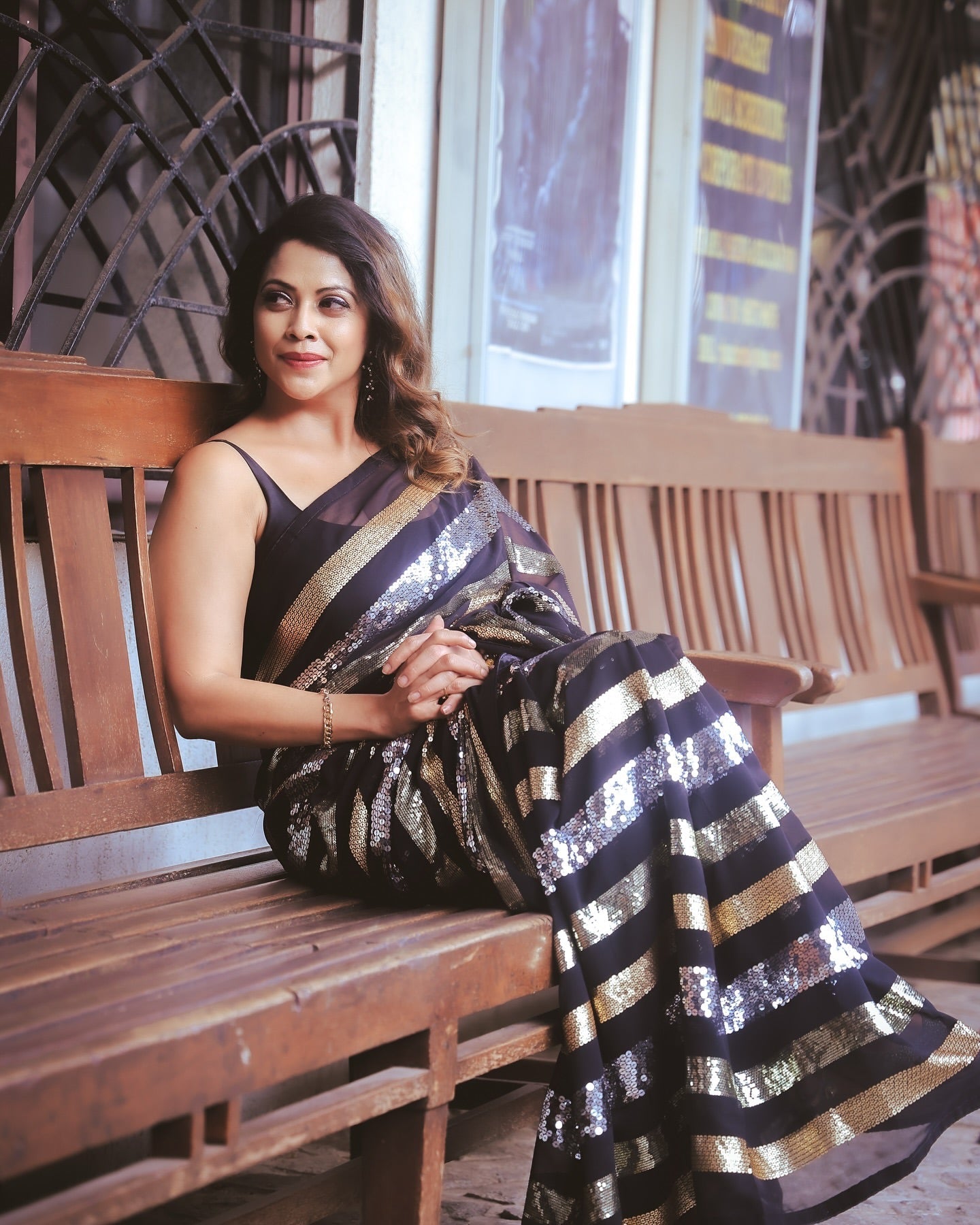 Designer Saree With Beautiful Triple Sequence Embroidery Work