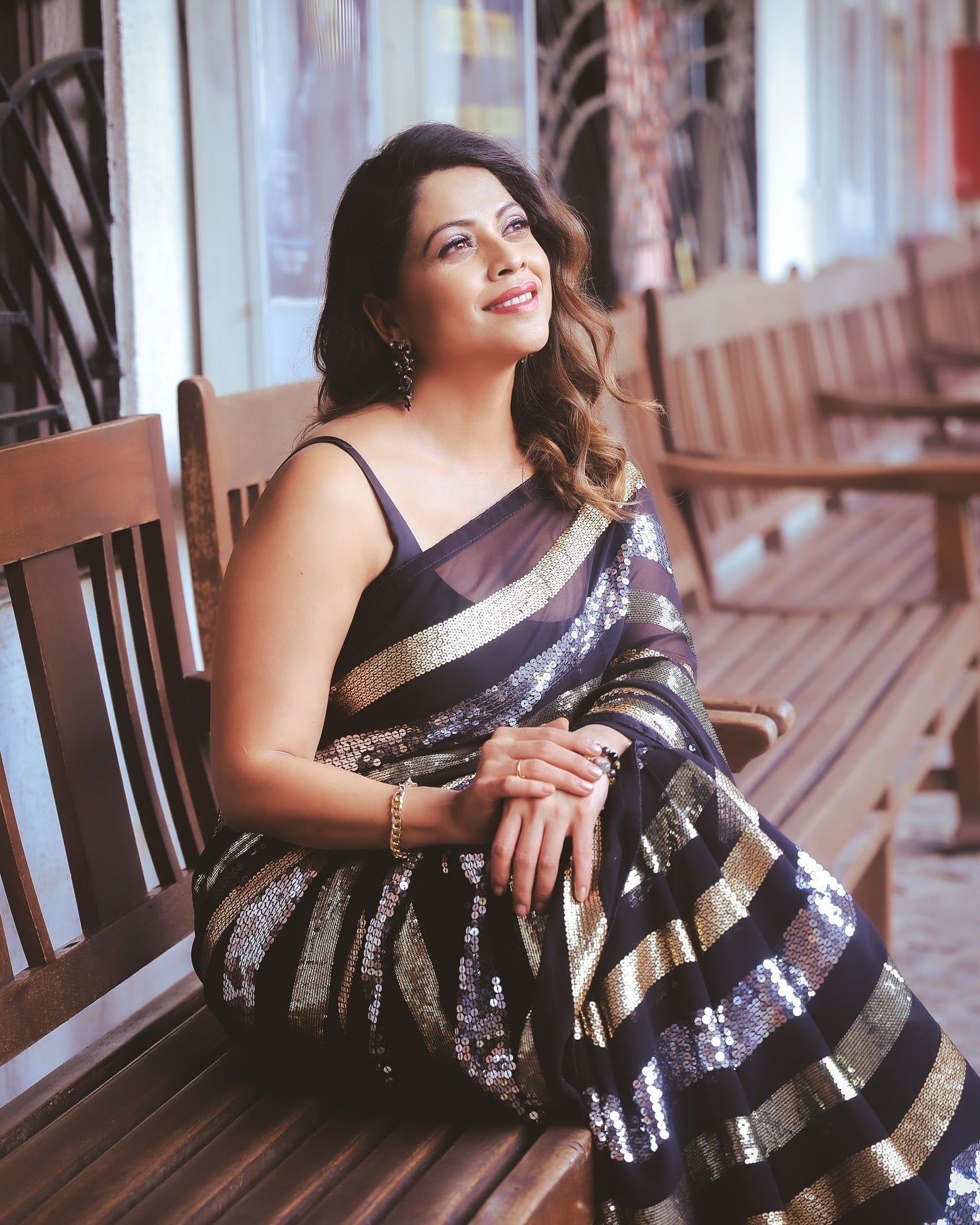 Designer Saree With Beautiful Triple Sequence Embroidery Work