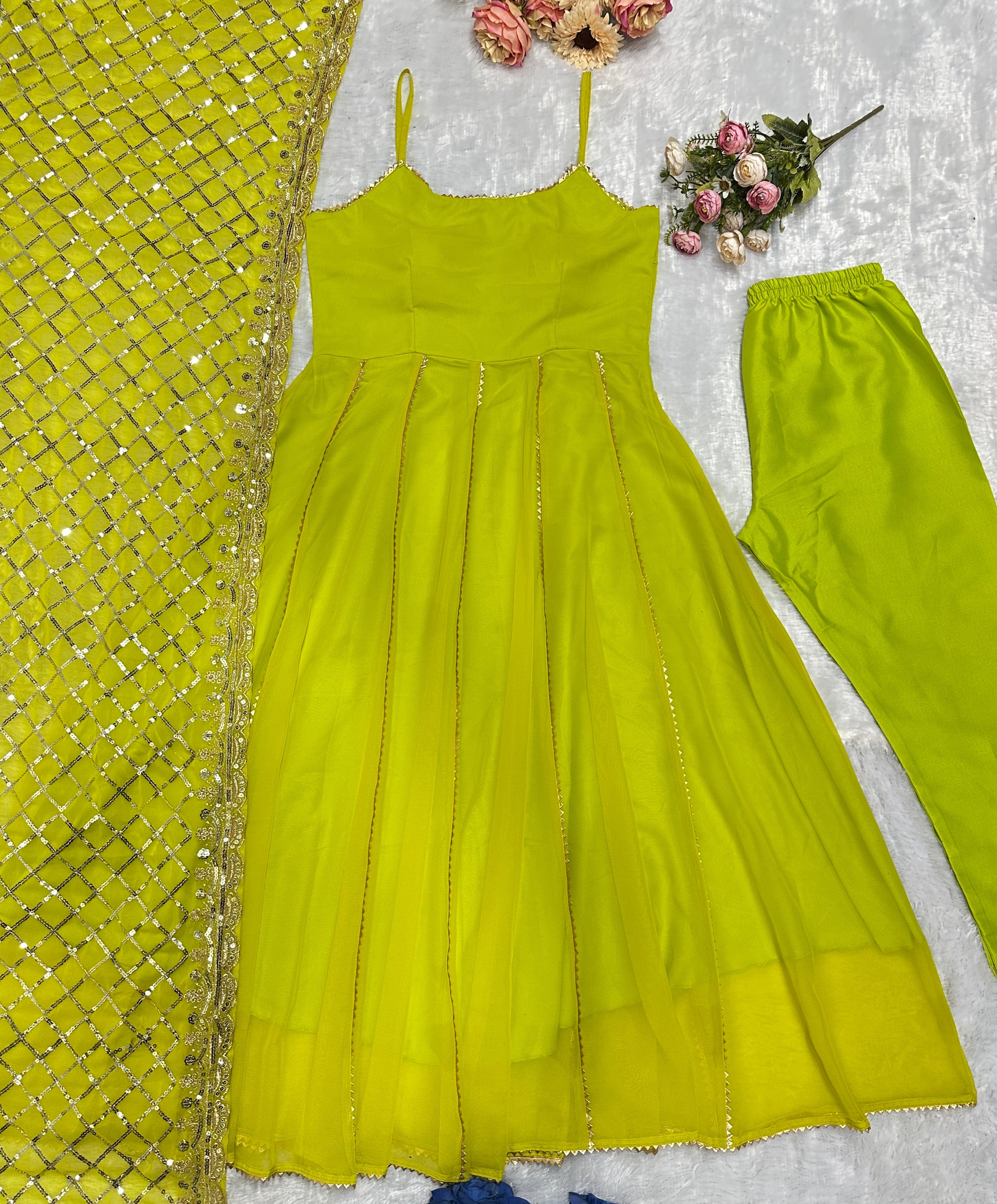 Party Wear Designer Gown Pent And Dupatta