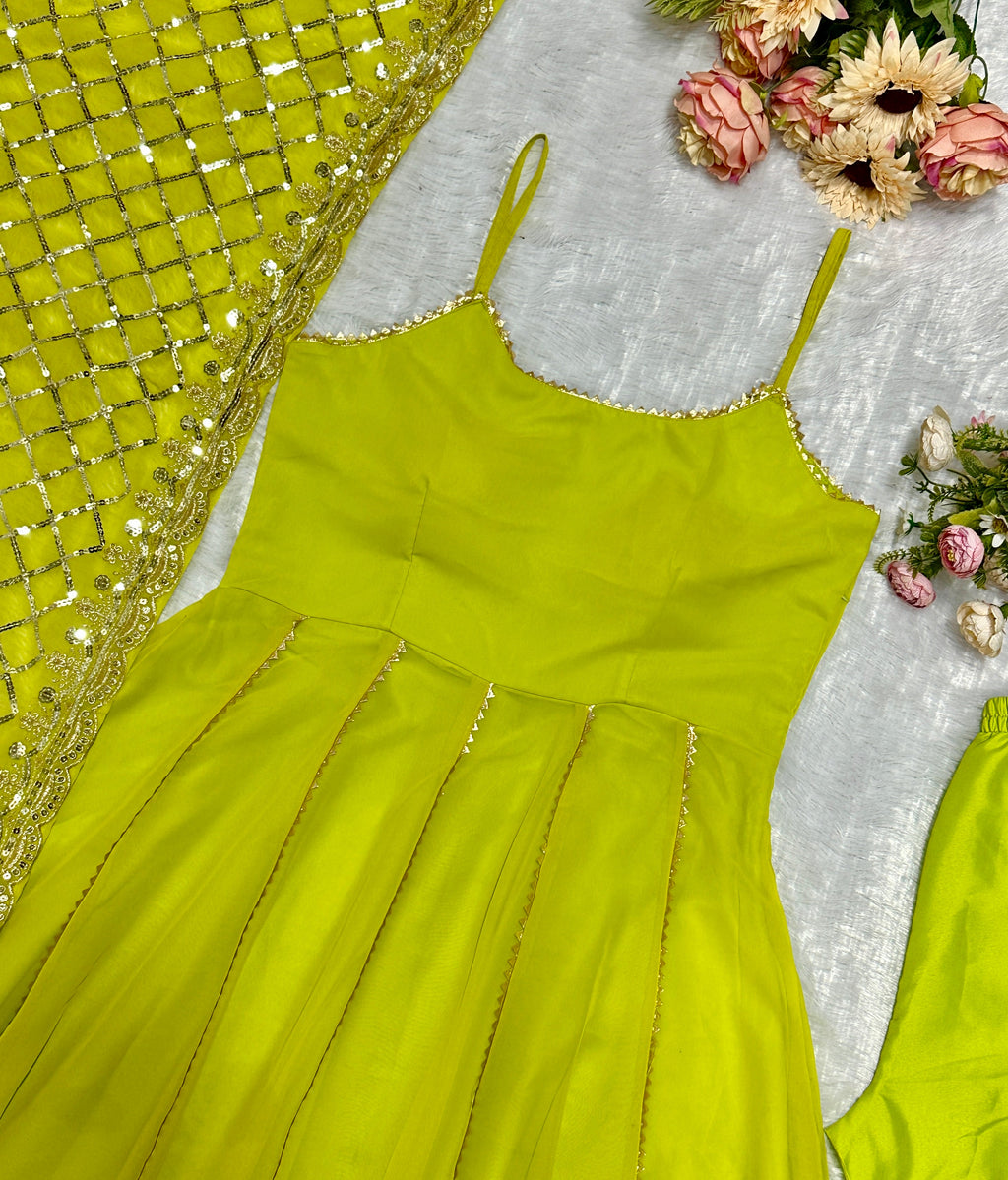 Party Wear Designer Gown Pent And Dupatta