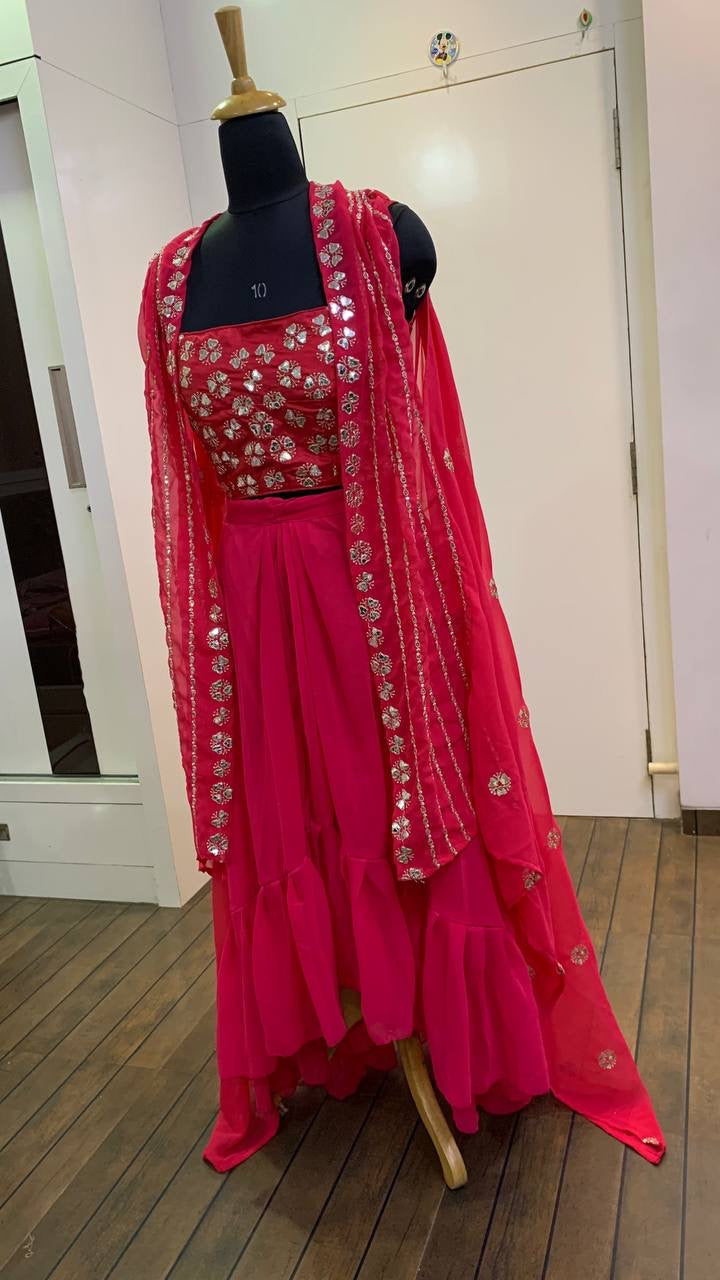 Party Wear Beautiful Indo Western With Sequence, Zari & Paper Work