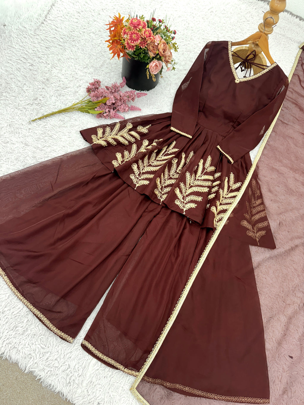 Beautiful Designer Top And Bottom With Dupatta
