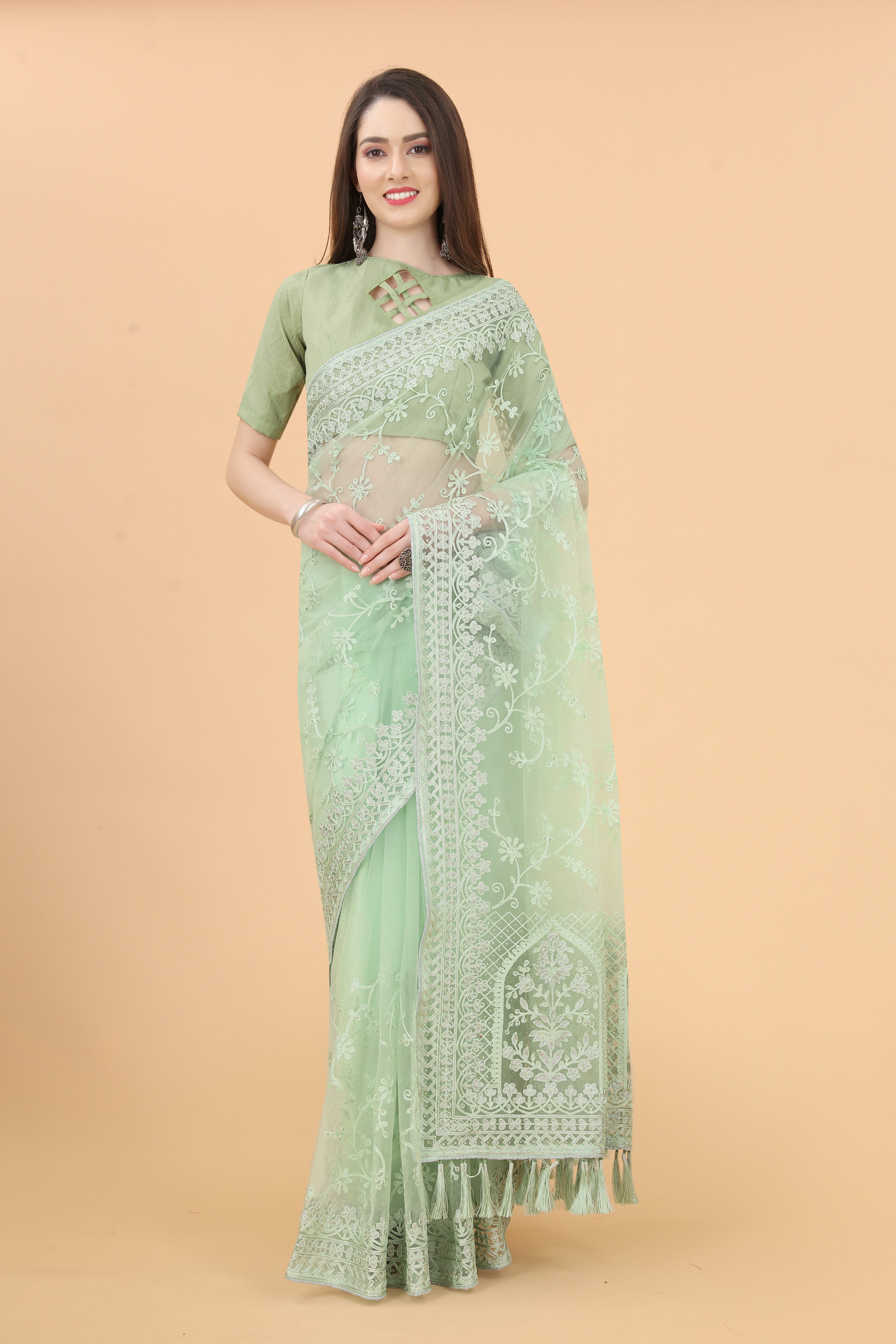 Party Wear Designer Saree With Diamond Work