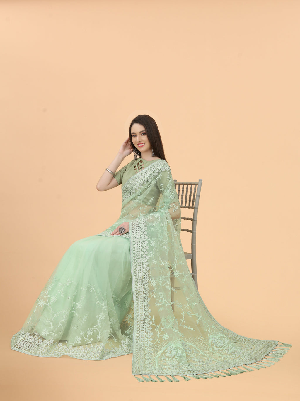 Party Wear Designer Saree With Diamond Work