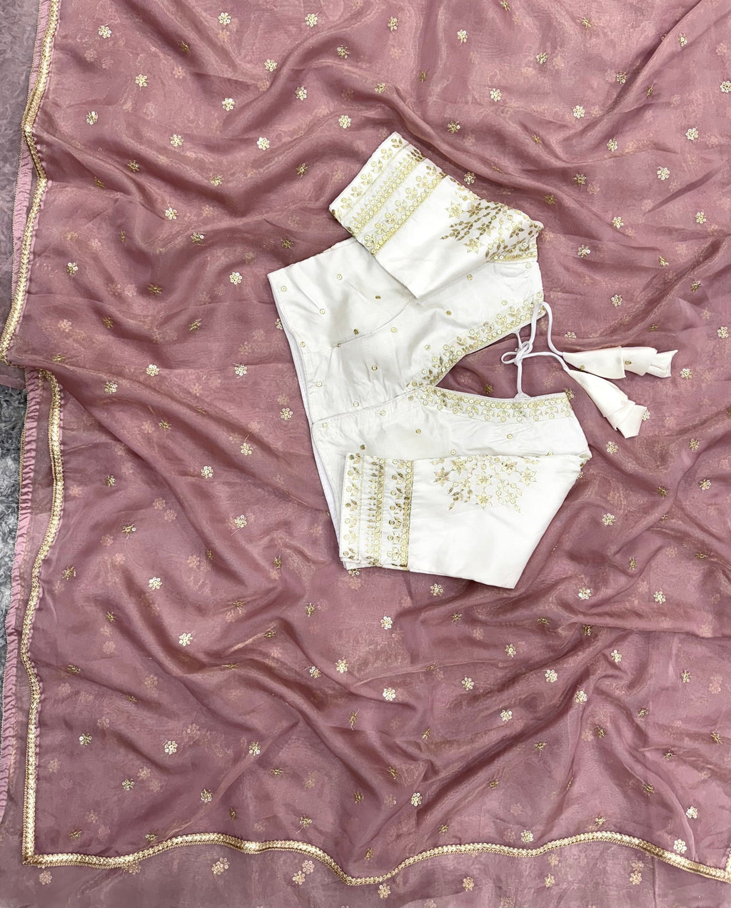 Designer Saree With Beautiful Sequins Embroidery Work