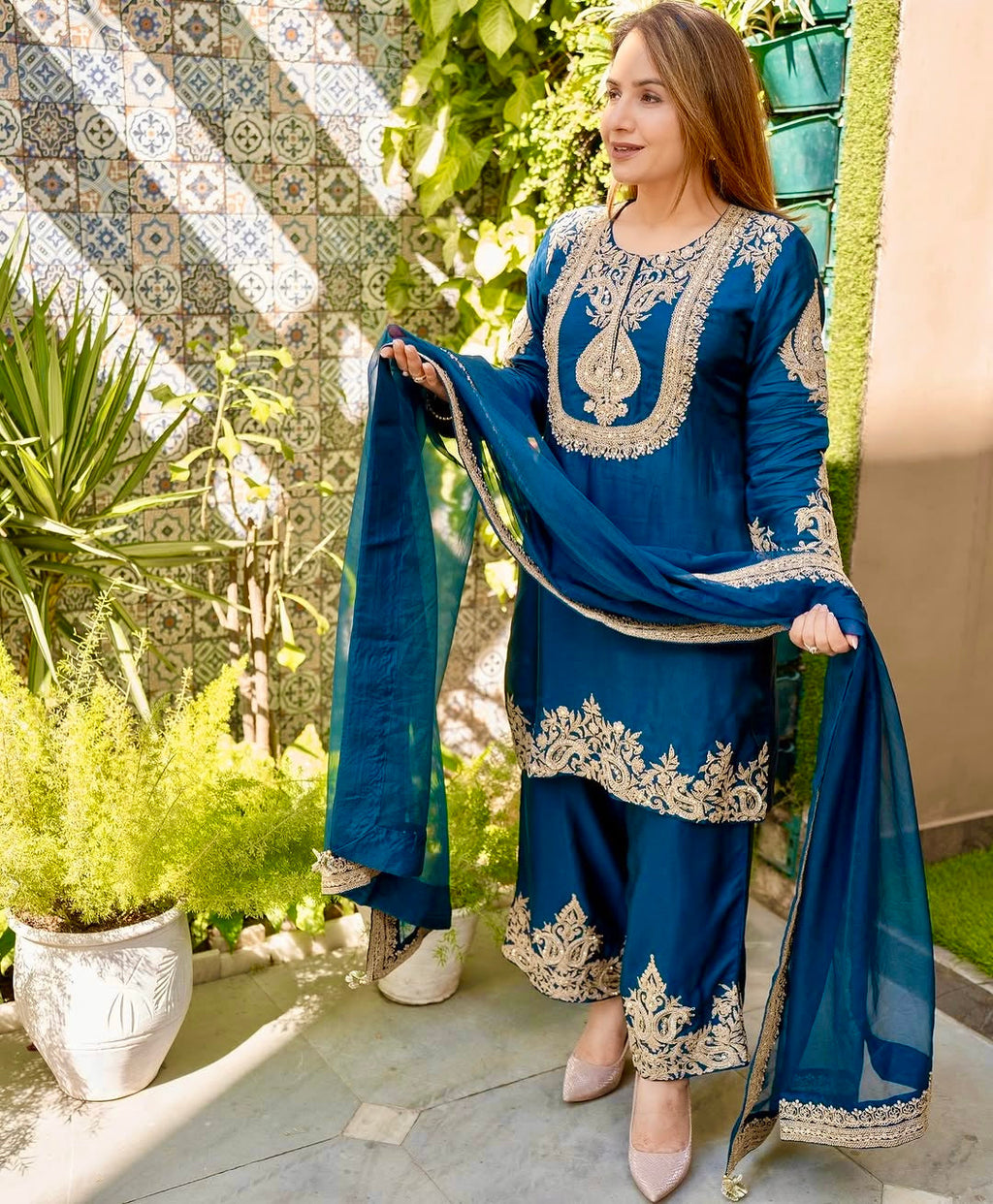 Party Wear Look Suit Set With Embroidery Codding & Sequins Work