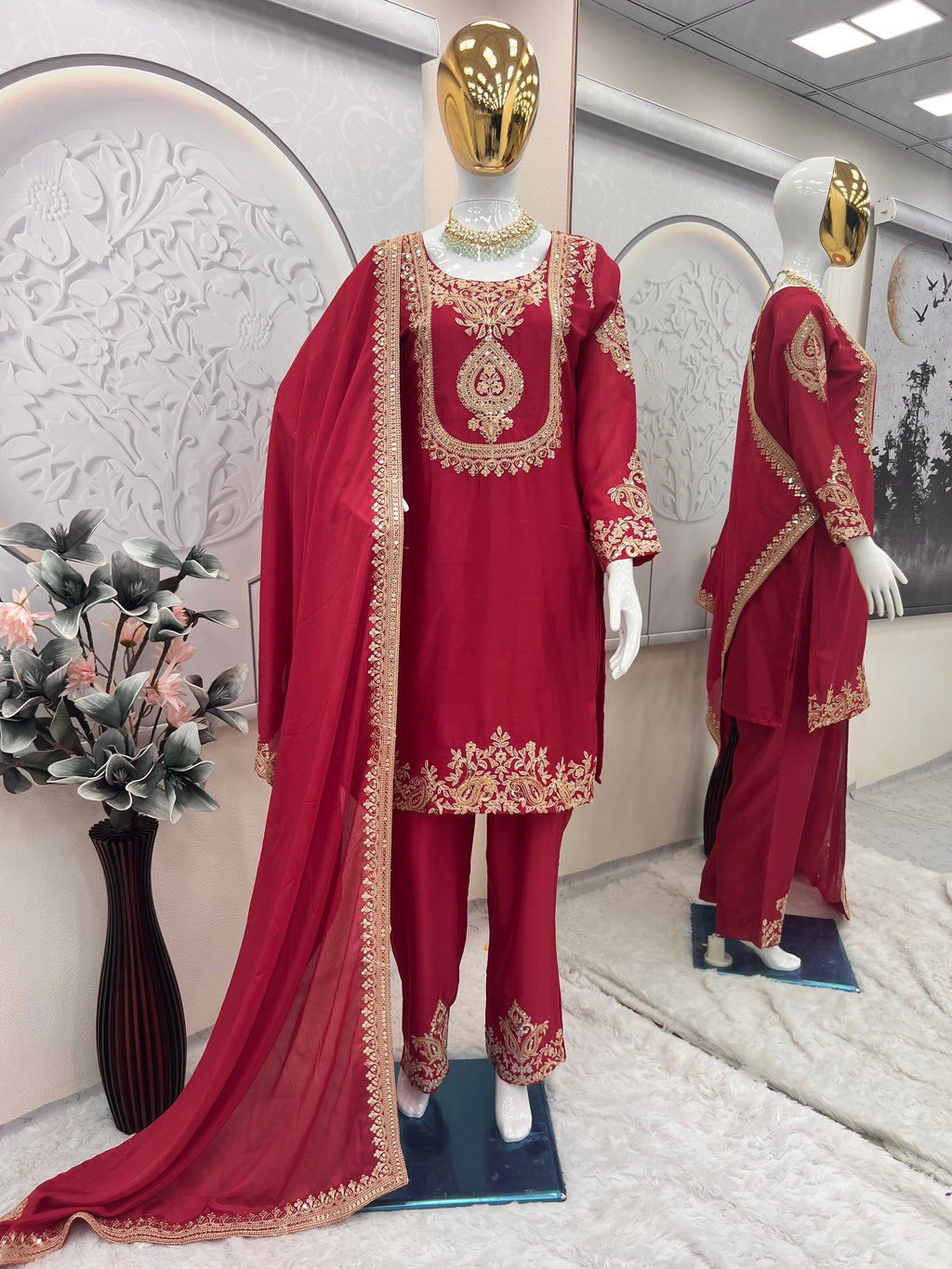 Party Wear Look Suit Set With Embroidery Codding & Sequins Work