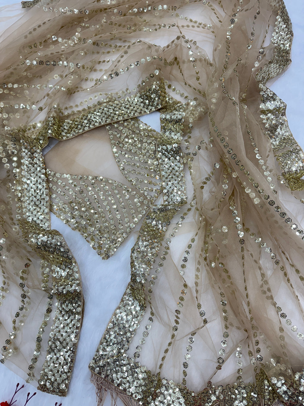 Designer Party Wear Saree With Sequence Embroidery Work