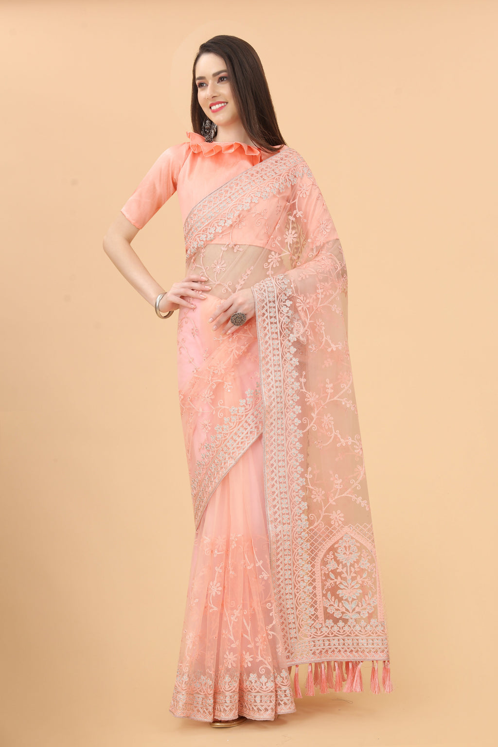 Party Wear Designer Saree With Diamond Work