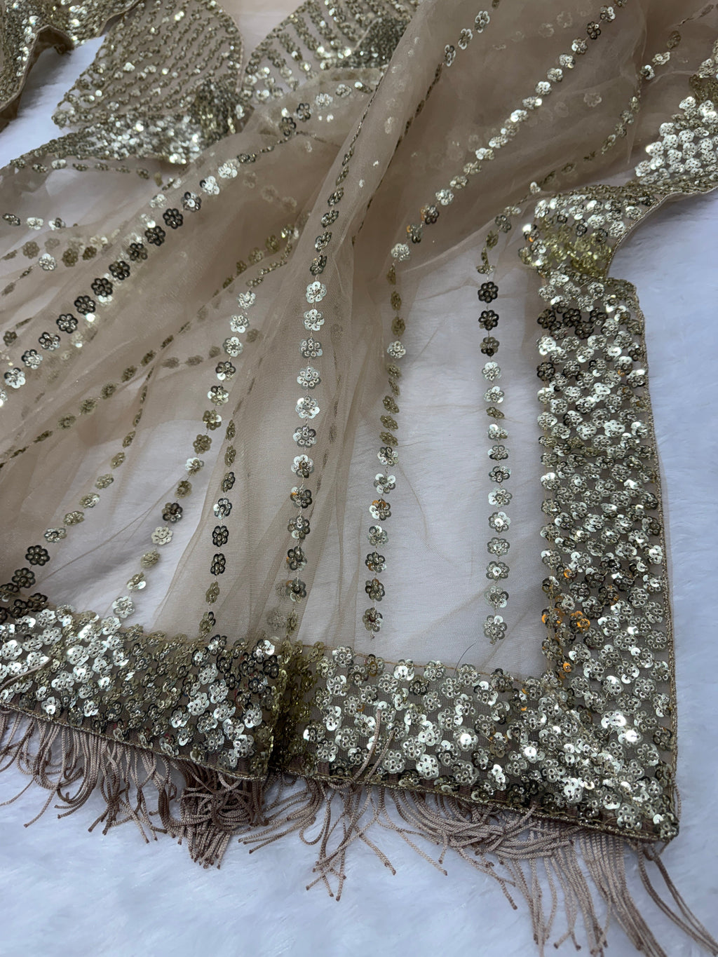 Designer Party Wear Saree With Sequence Embroidery Work