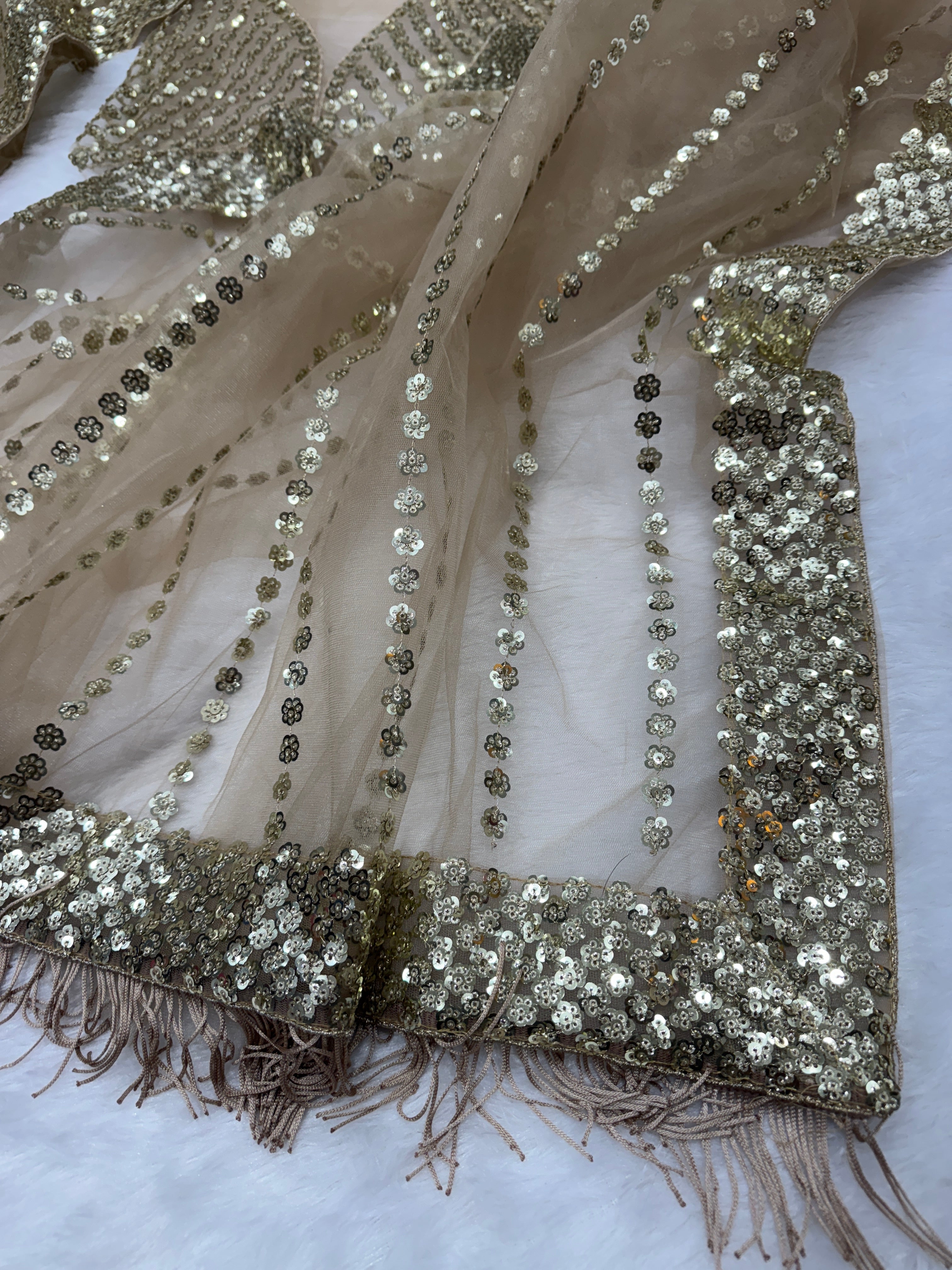 Designer Party Wear Saree With Sequence Embroidery Work