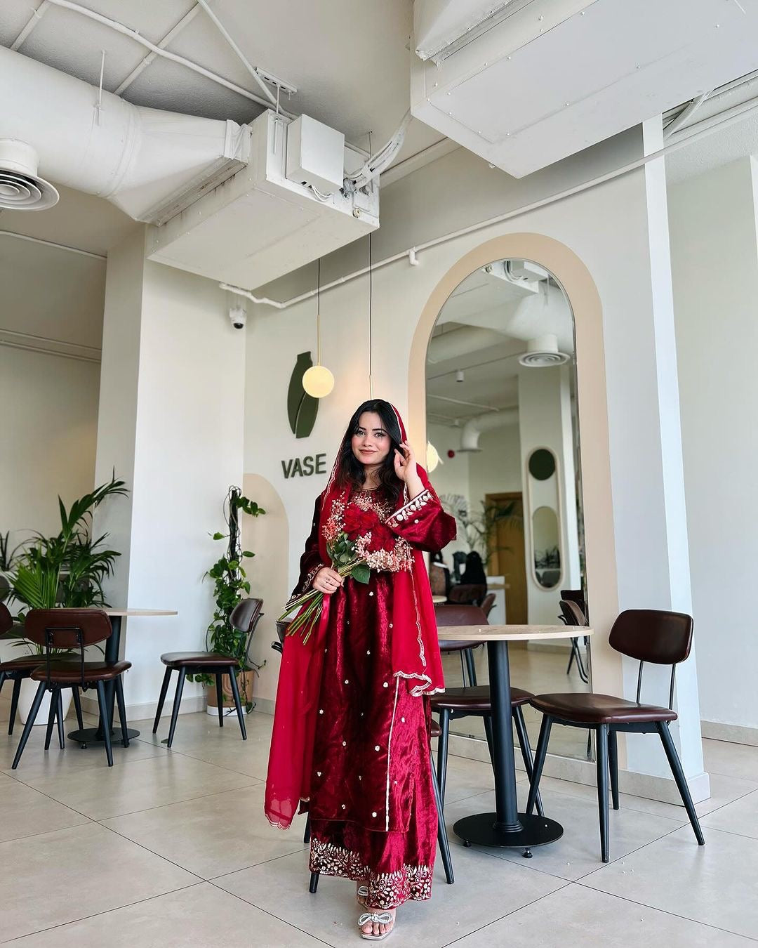 Fancy Wedding Wear Top Bottom & Dupatta With Embroidery Work