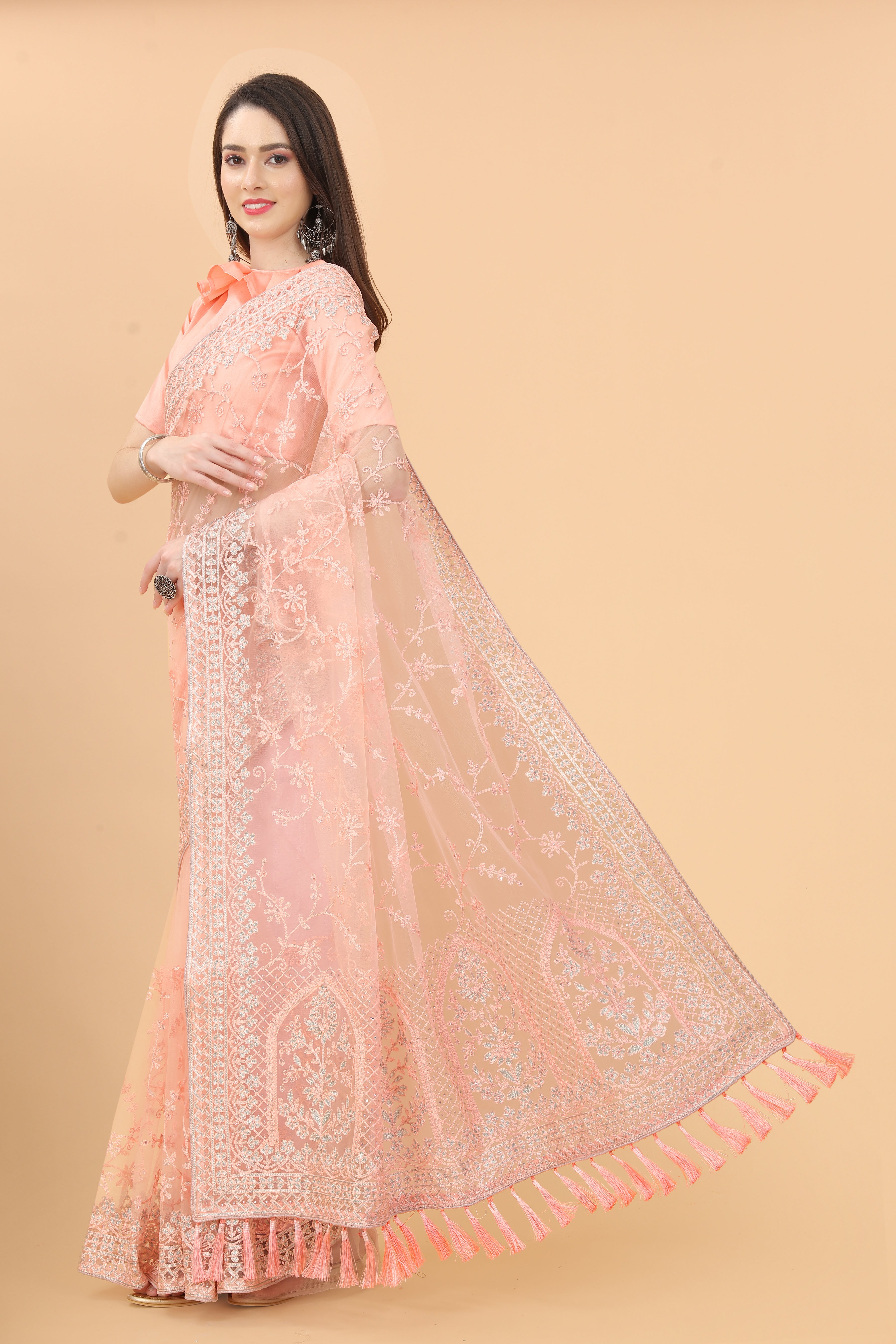 Party Wear Designer Saree With Diamond Work