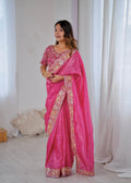 Designer Saree With Embroidery Threads & Codding & Sequins Work