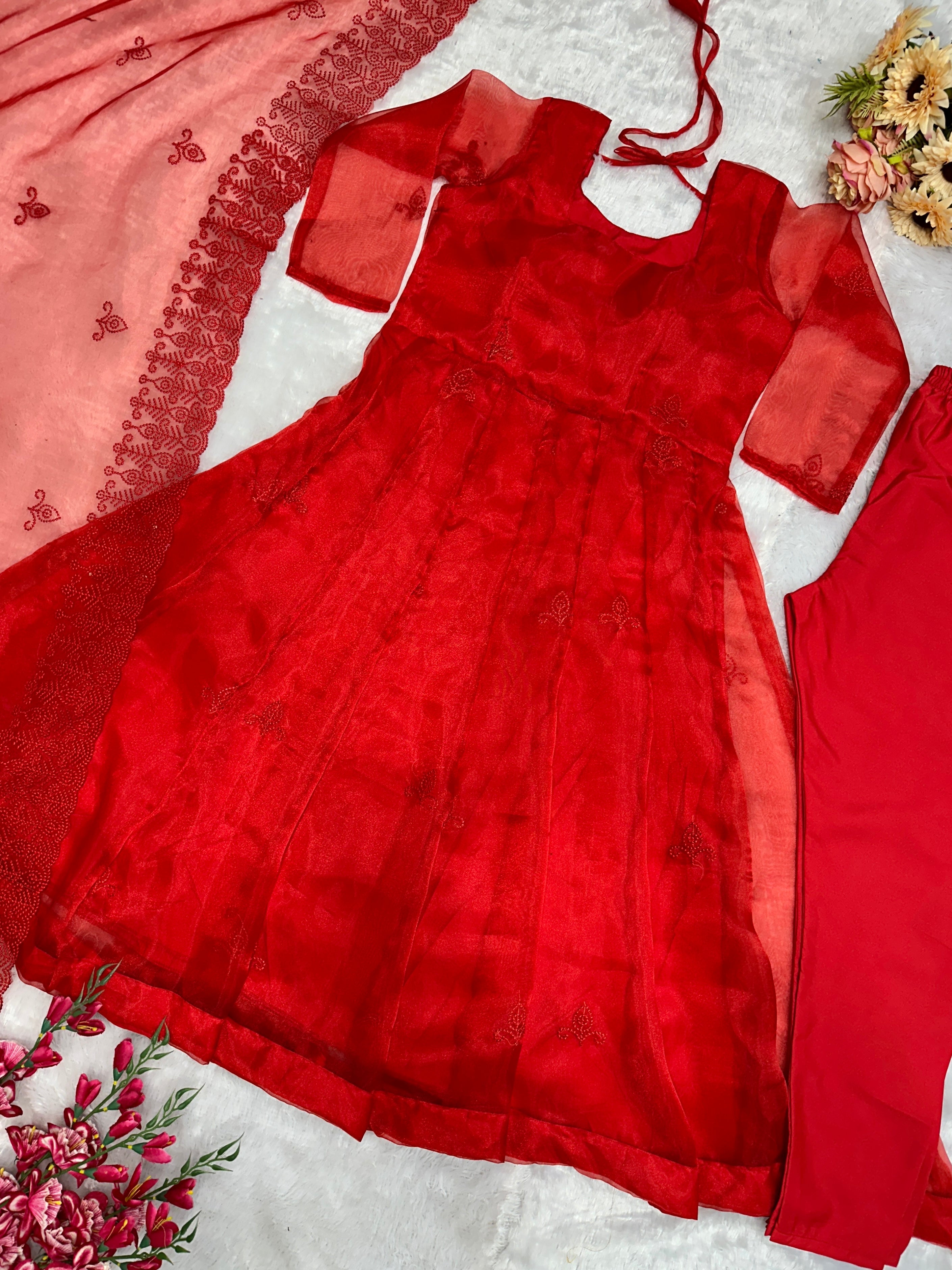 Beautiful Party Wear Anarkali Gown Pent And Dupatta